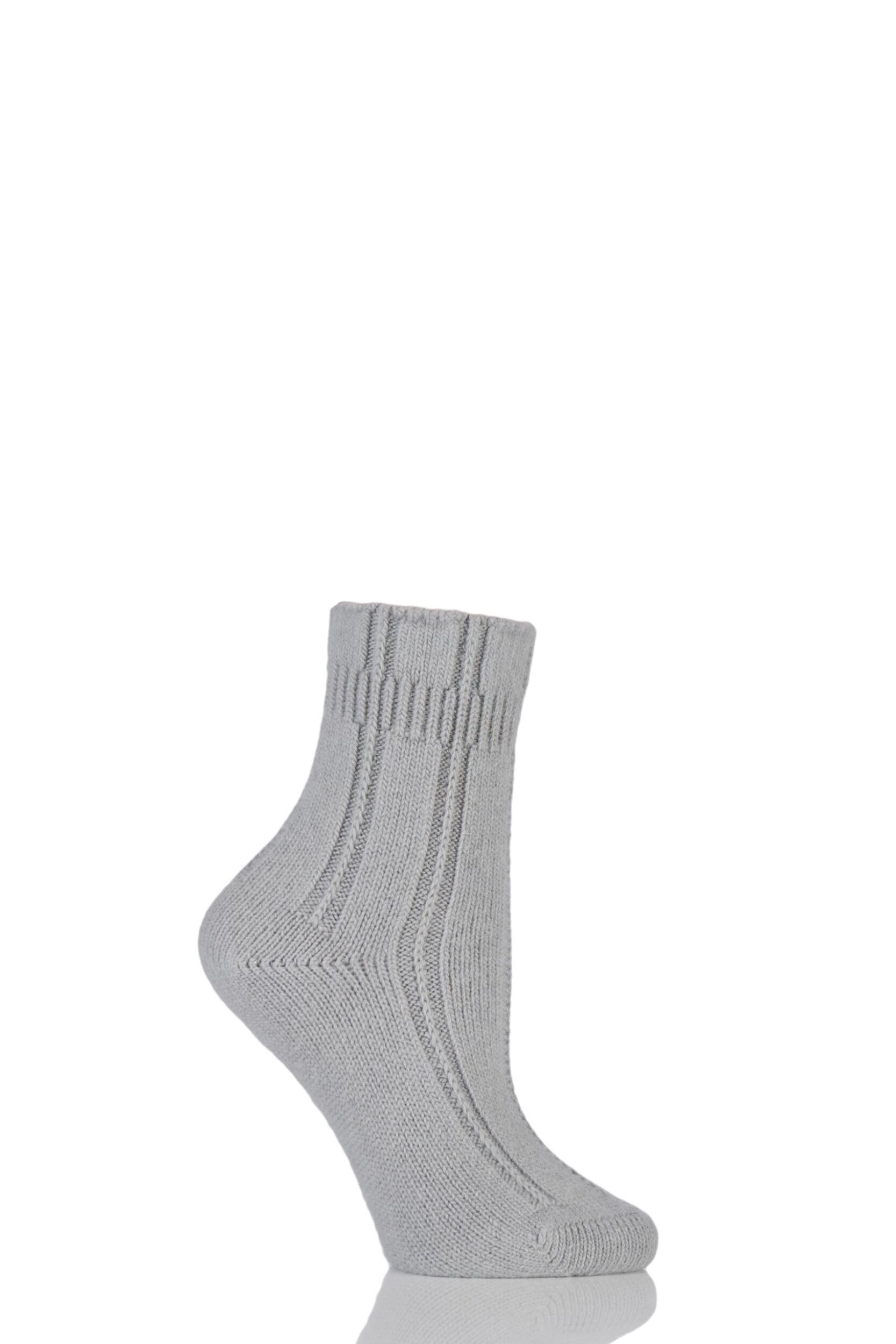 1 Pair Silver Angora Bed Socks Ladies 2.5-5 Ladies - Falke