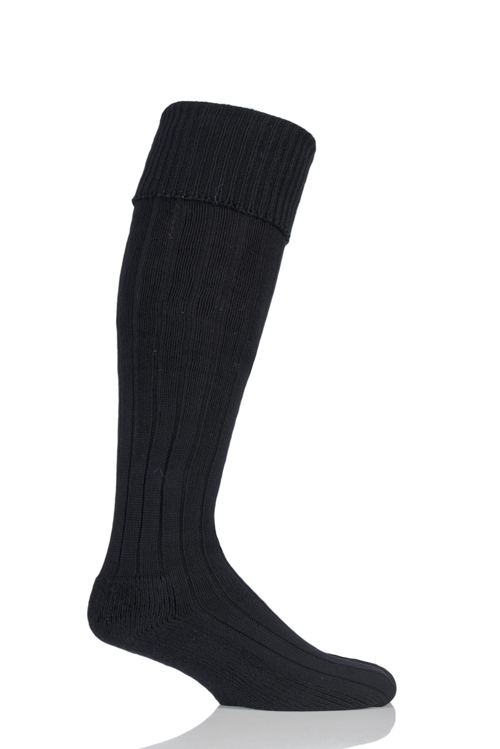 1 Pair Black Birkdale Cotton Cushioned Knee High Golf Socks Men's 12-14 Mens - Glenmuir