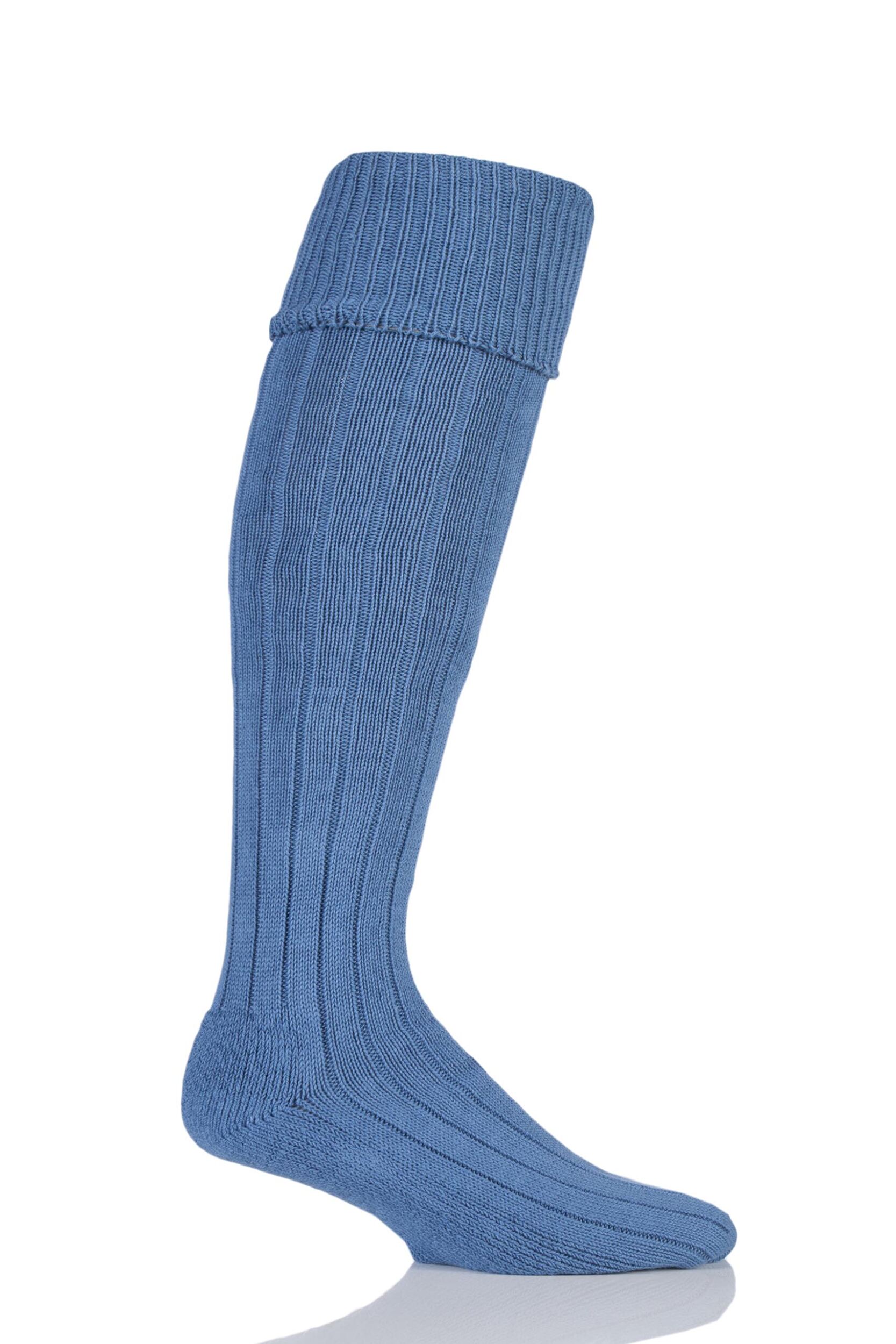 1 Pair Cornflower Birkdale Cotton Cushioned Knee High Golf Socks Men's 7-11 Mens - Glenmuir