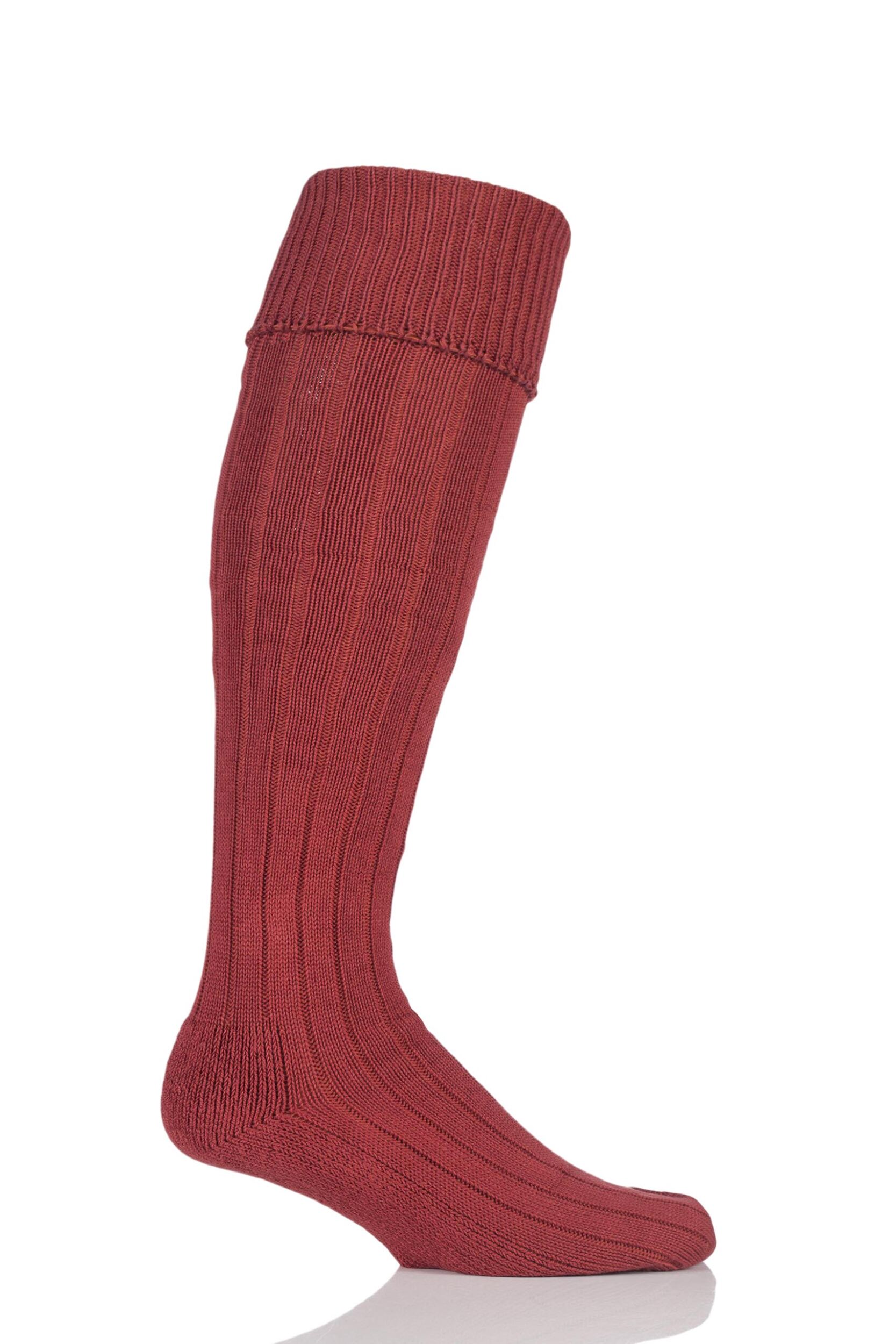 1 Pair Terracotta Birkdale Cotton Cushioned Knee High Golf Socks Men's 7-11 Mens - Glenmuir