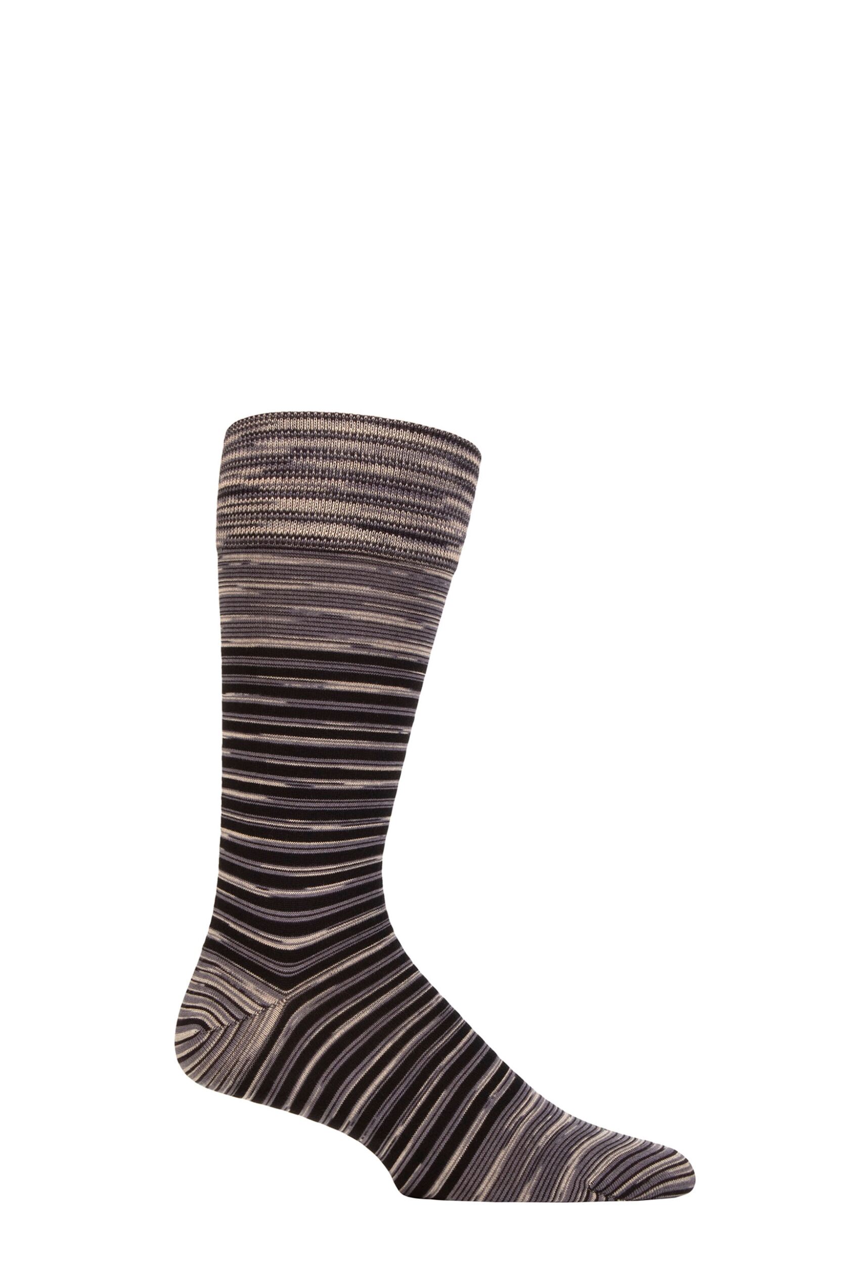 Mens 1 Pair Pantherella Aurelia Space Dye Striped Organic Cotton Socks with Comfort Cuff Steel 7.5-9.5 Mens