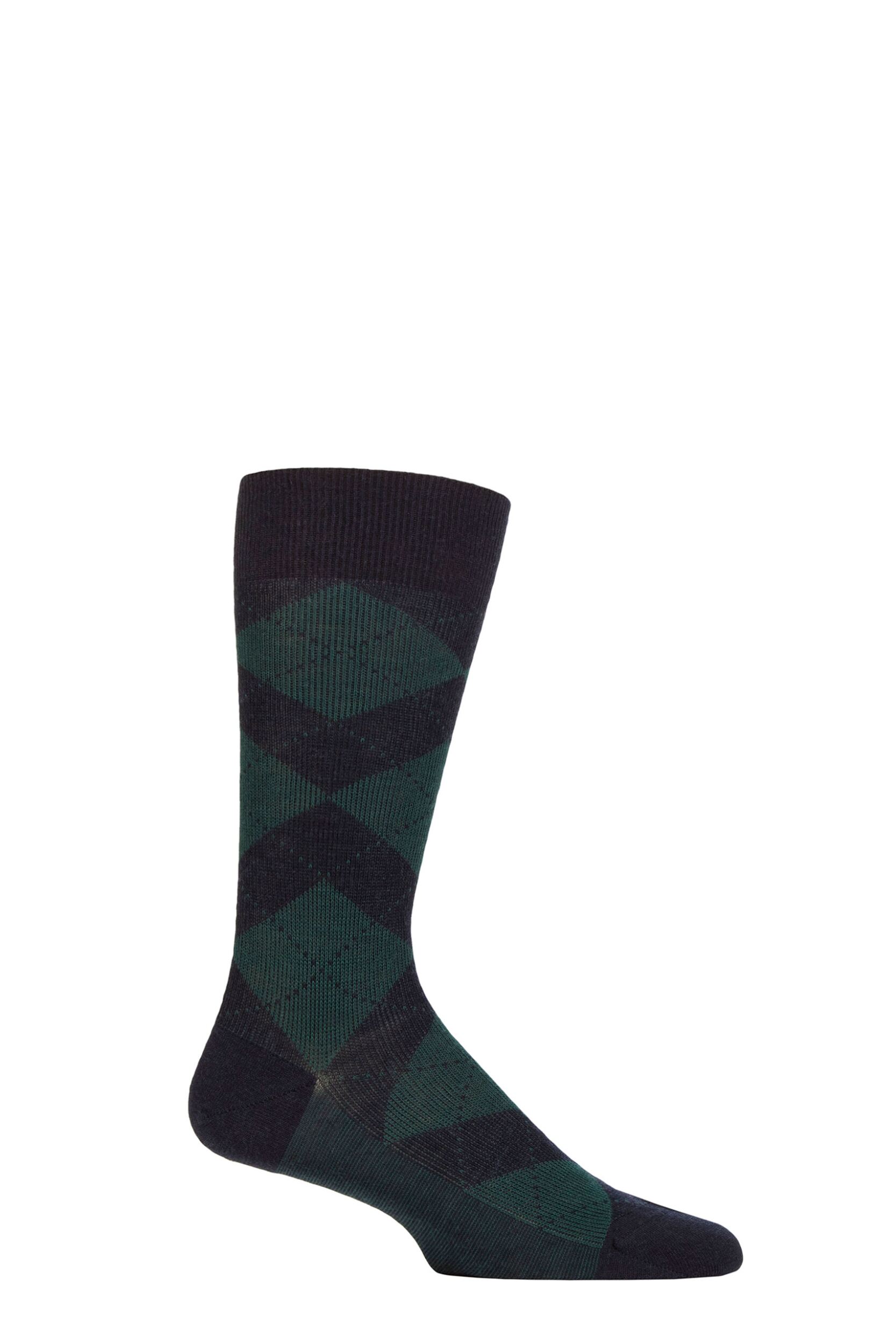 Mens 1 Pair Pantherella Abdale Merino Wool Argyle Socks Navy 7.5-9.5 Mens