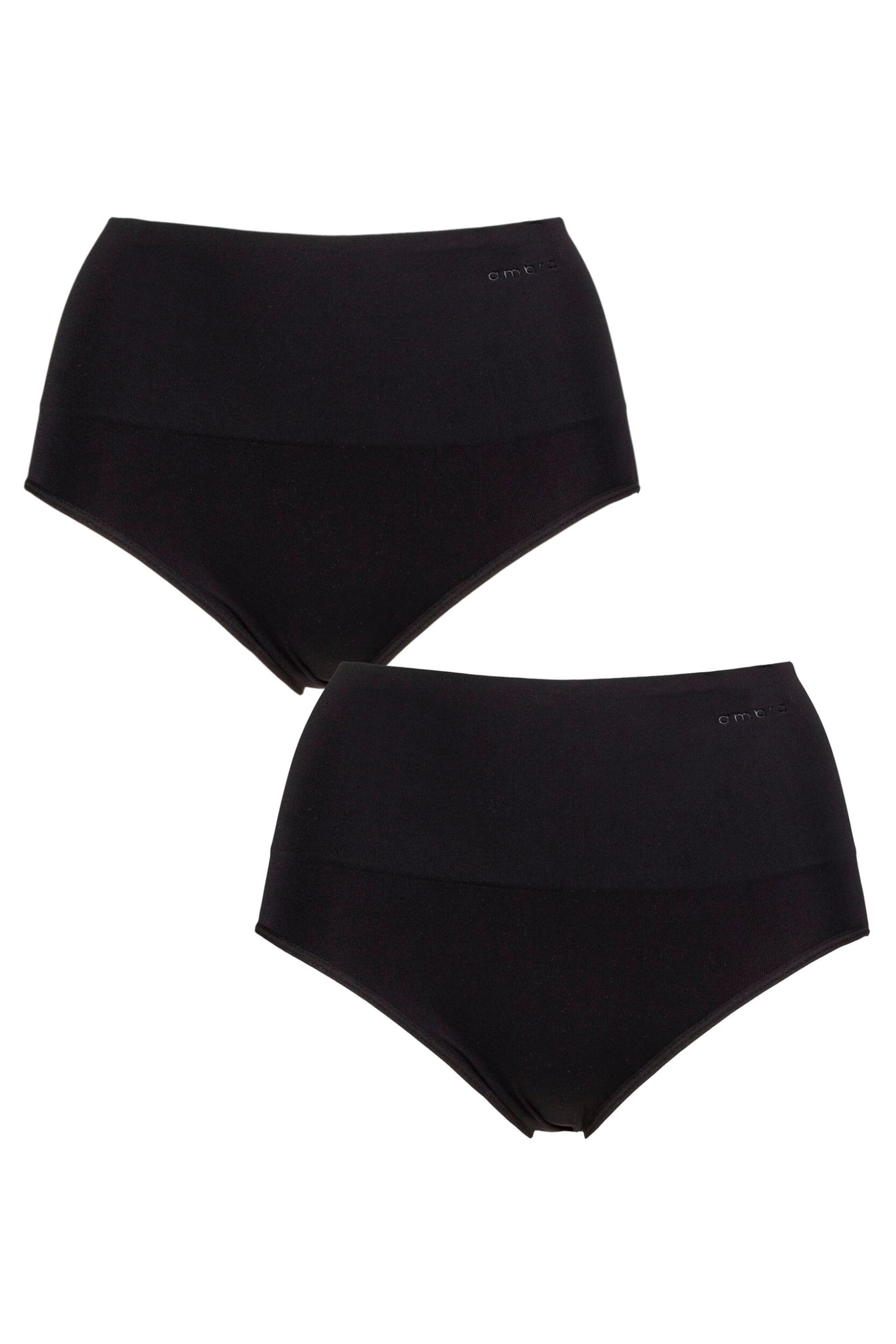 Women's 2 Pack Ambra Seamless Smoothies Full Brief Underwear Black UK 8-10