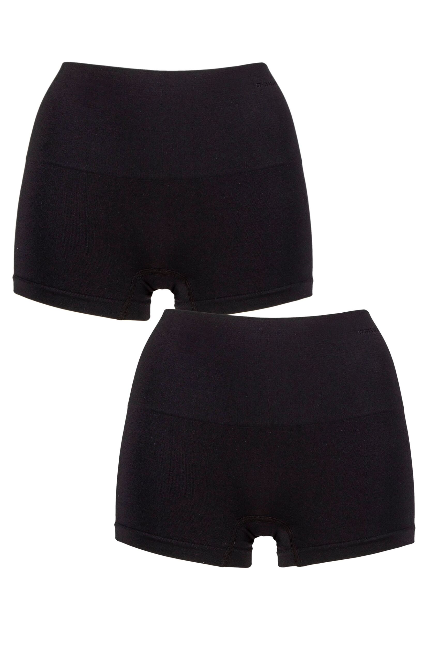 Women's 2 Pack Ambra Seamless Smoothies Shorties Underwear Black UK 8-10