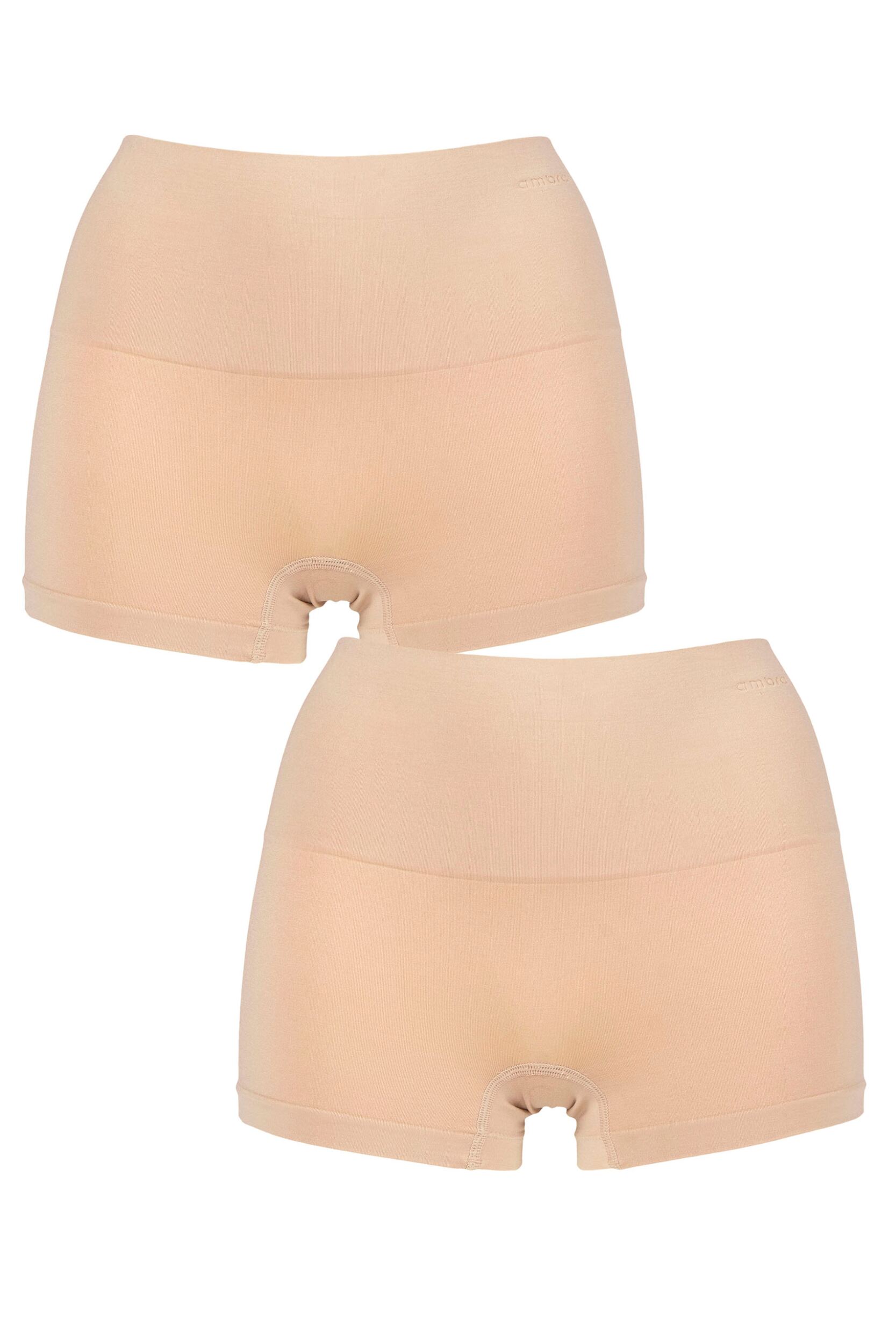 Women's 2 Pack Ambra Seamless Smoothies Shorties Underwear Rose Beige UK 8-10