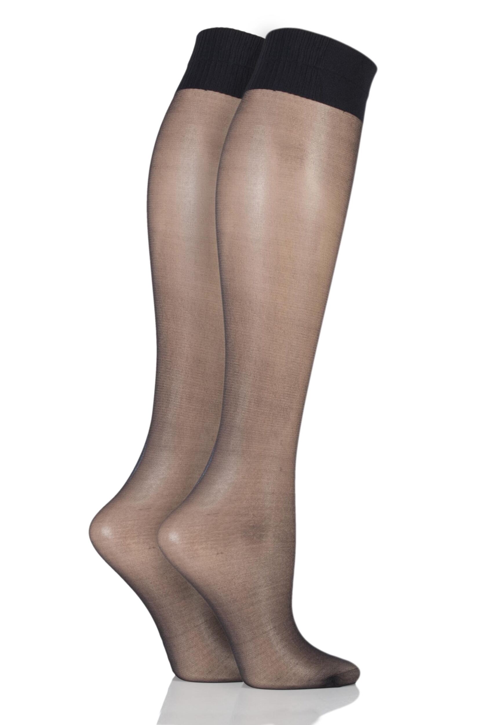 Image of Ladies 2 Pair Aristoc 15 Denier Medium Support Knee Highs