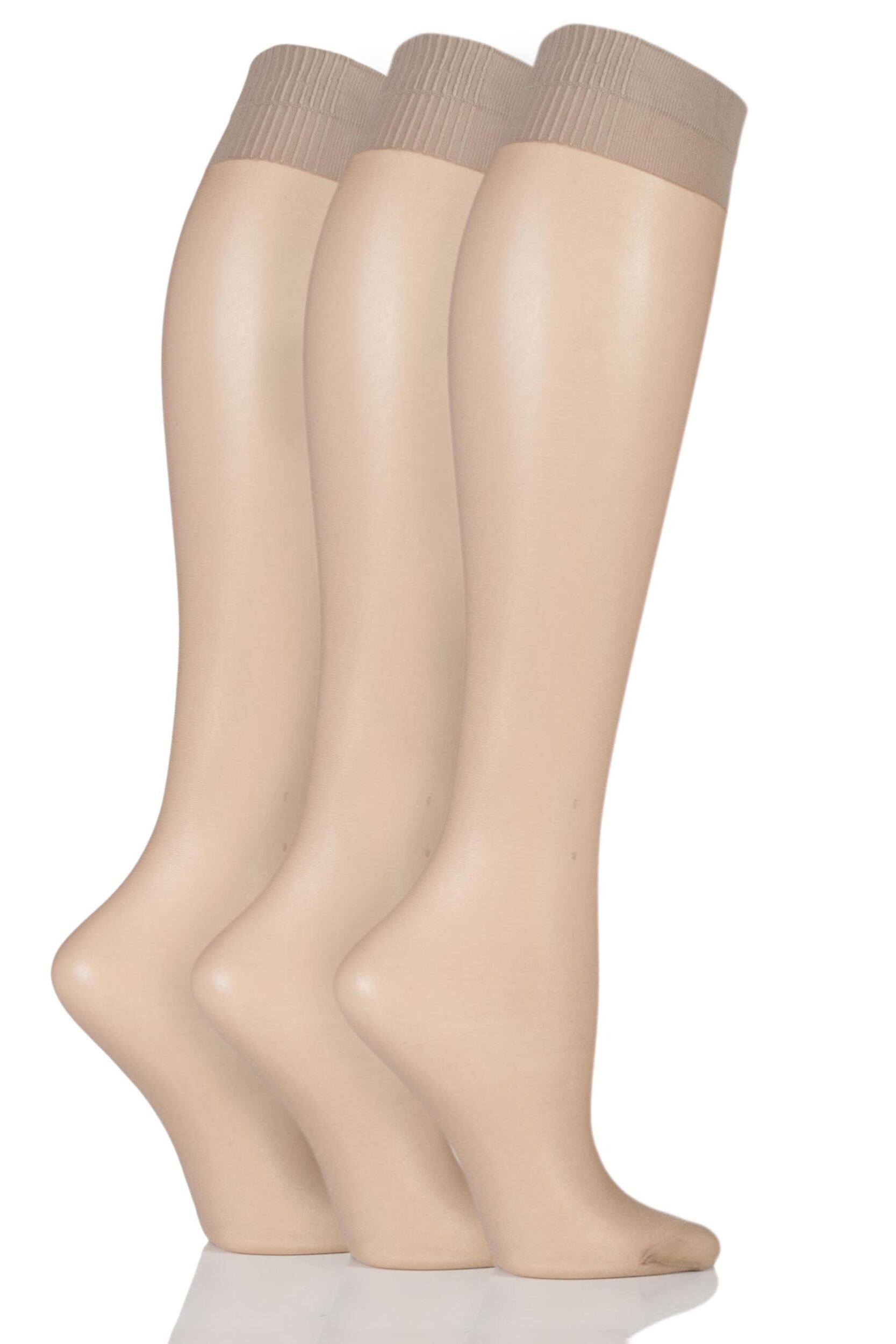 Image of Ladies 3 Pair Aristoc 10 Denier Ultra Shine Knee Highs