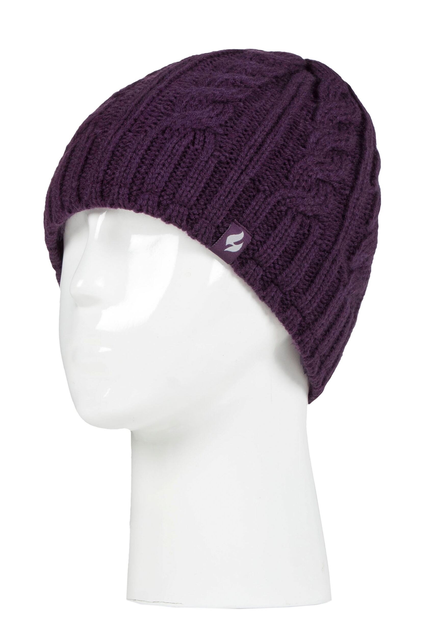 Women's 1 Pack Heat Holders 4.7 Tog Heatweaver Yarn Hat Dark Purple One Size