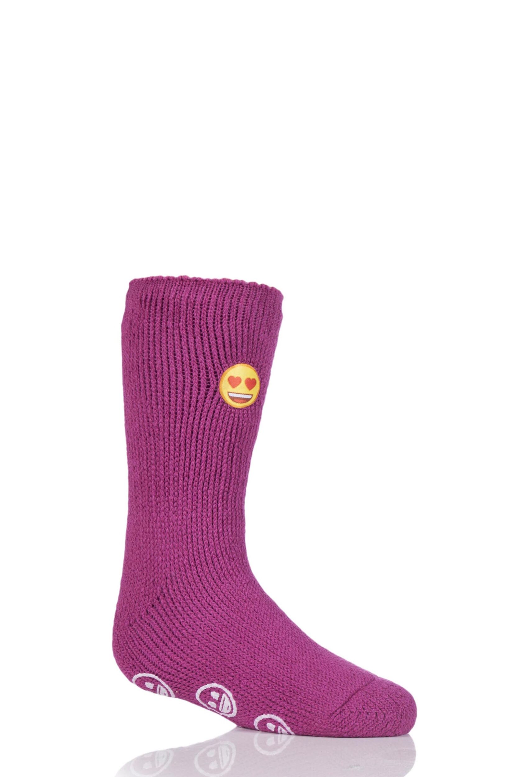 Kids 1 Pair SockShop Heat Holders Emoji Heart Face Socks