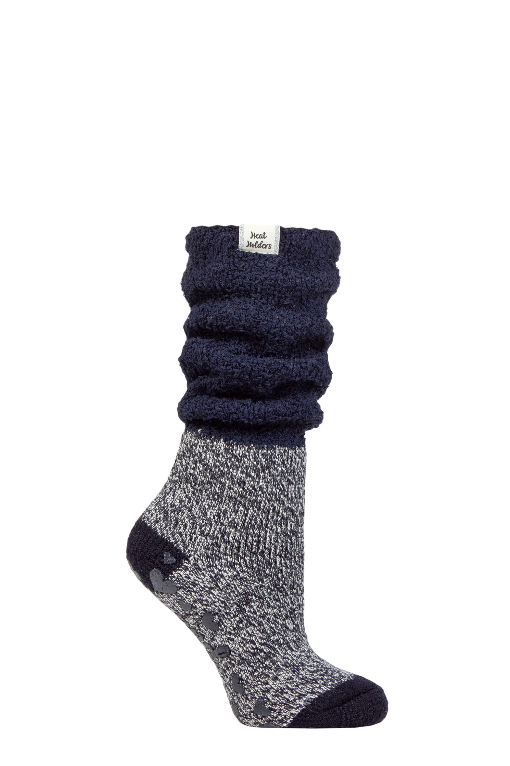 Women's 1 Pair Heat Holders Lounge Cosy Slouch Socks Hydra Navy / Ivory 4-8