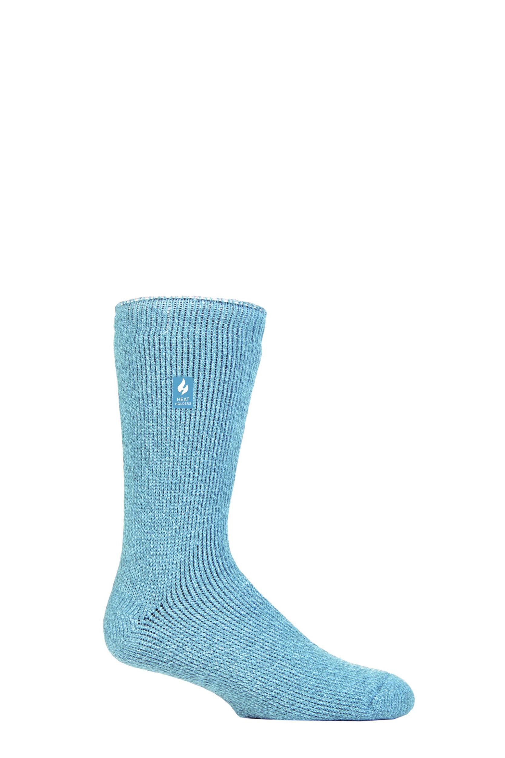 Mens 1 Pair SOCKSHOP Heat Holders 2.9 TOG Merino Wool Socks Steel Blue 6-11