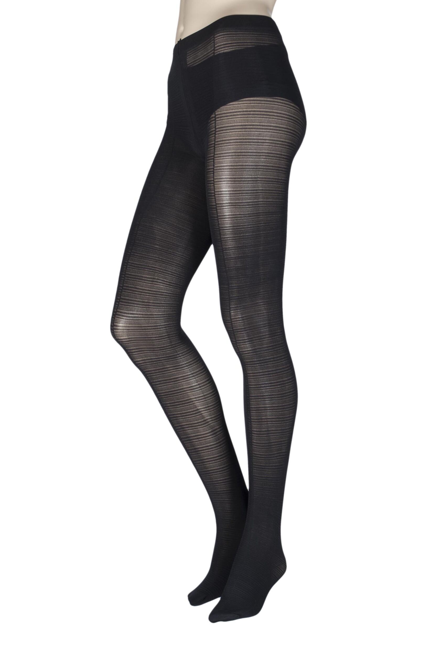 Image of Ladies 1 Pair Charnos Striped Opaque Tights