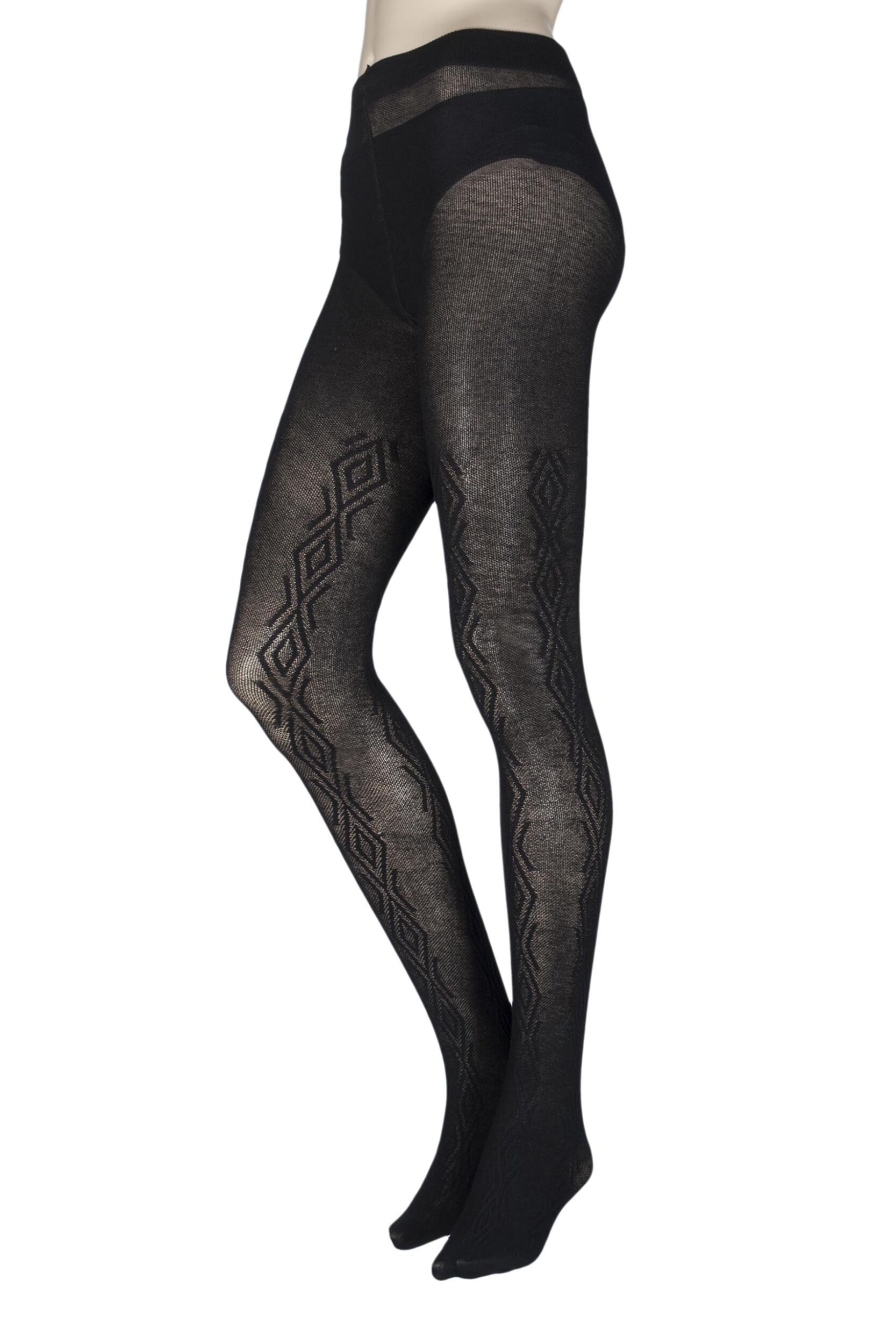 Image of Ladies 1 Pair Charnos Chunky Cotton Cable Knit Tights