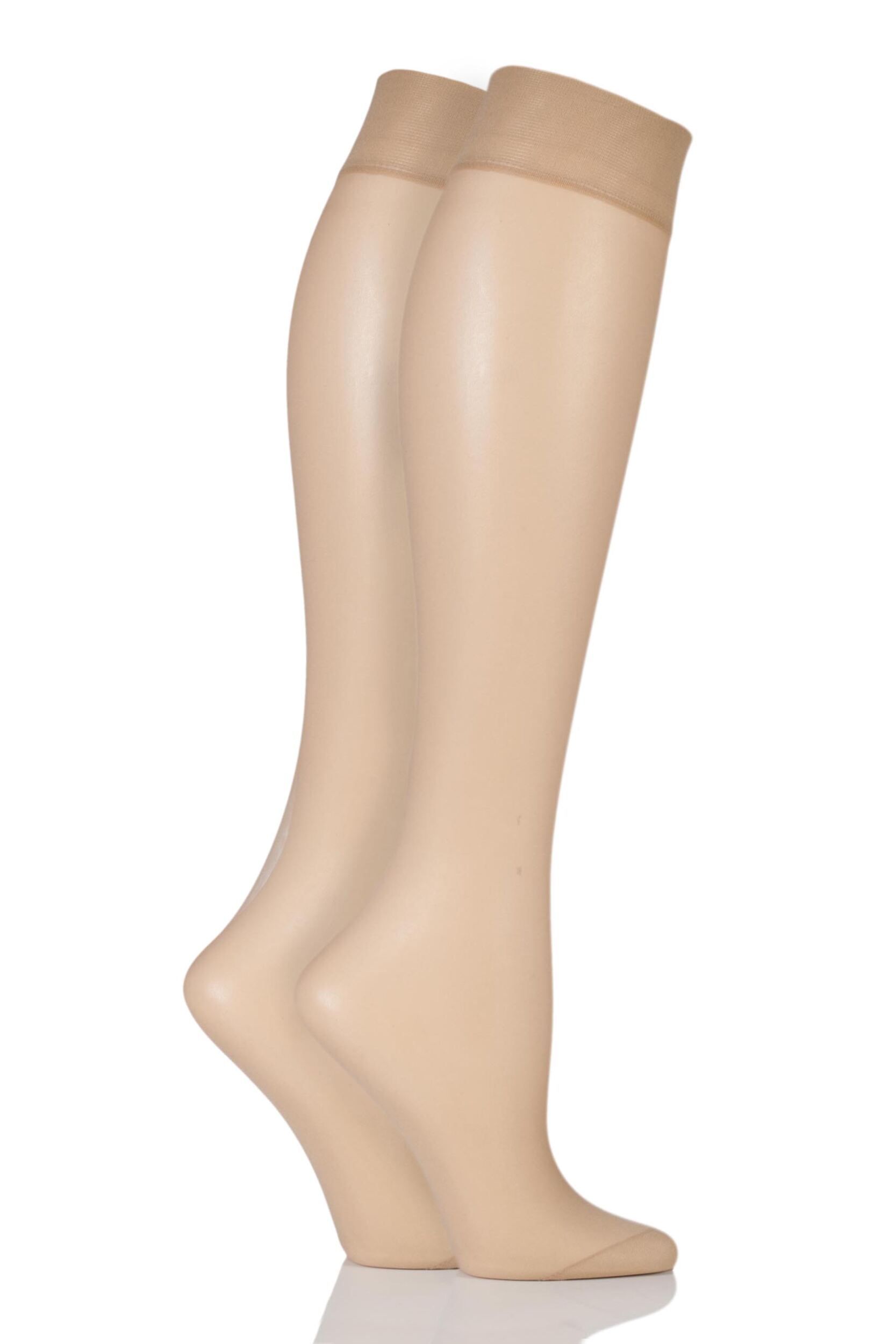 Image of Ladies 2 Pair Charnos 10 Denier Run Resist Knee Highs