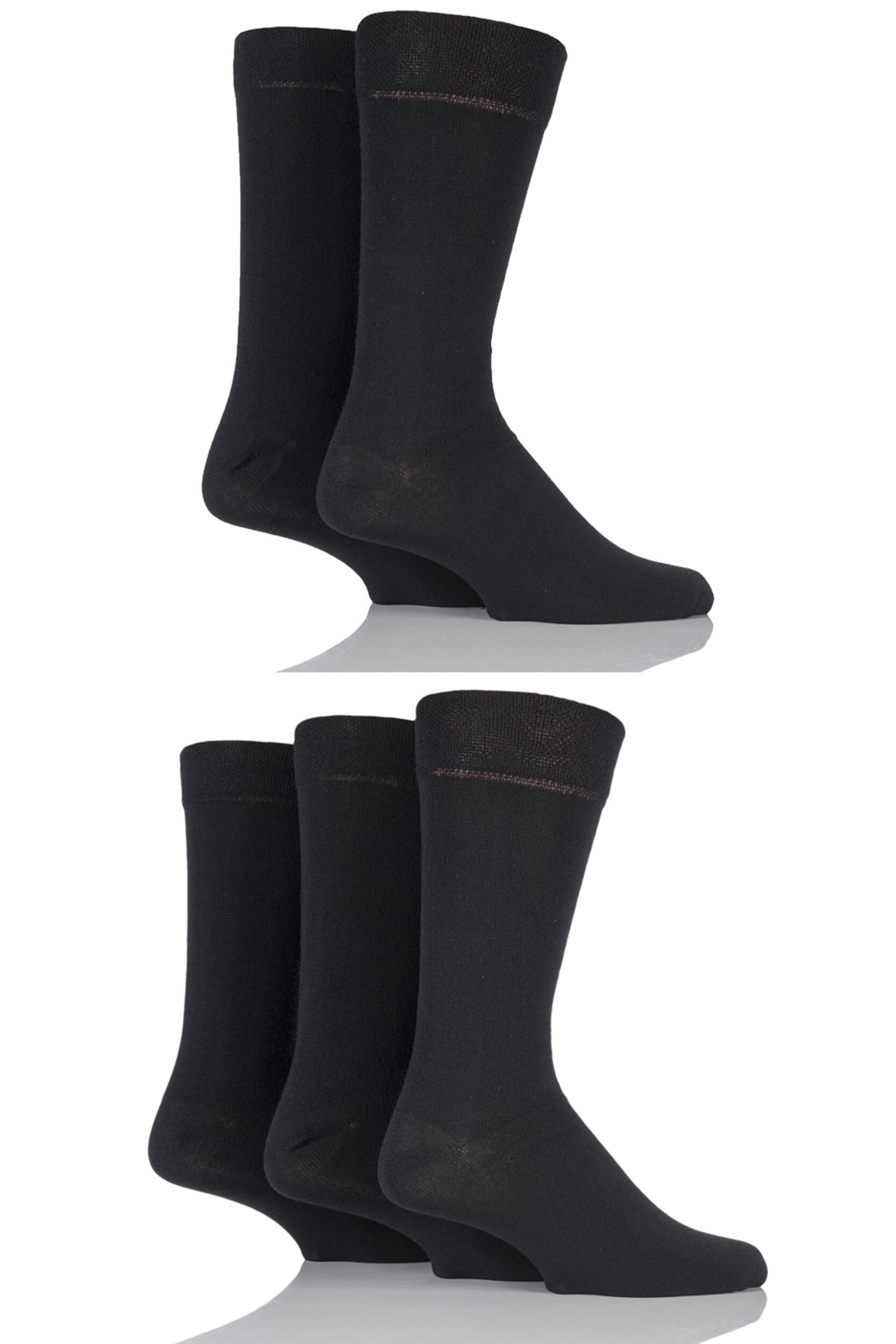 5 Pair Black Classic Everyday Plain Jacquard Cotton Socks Men's 6-11 Mens - Farah