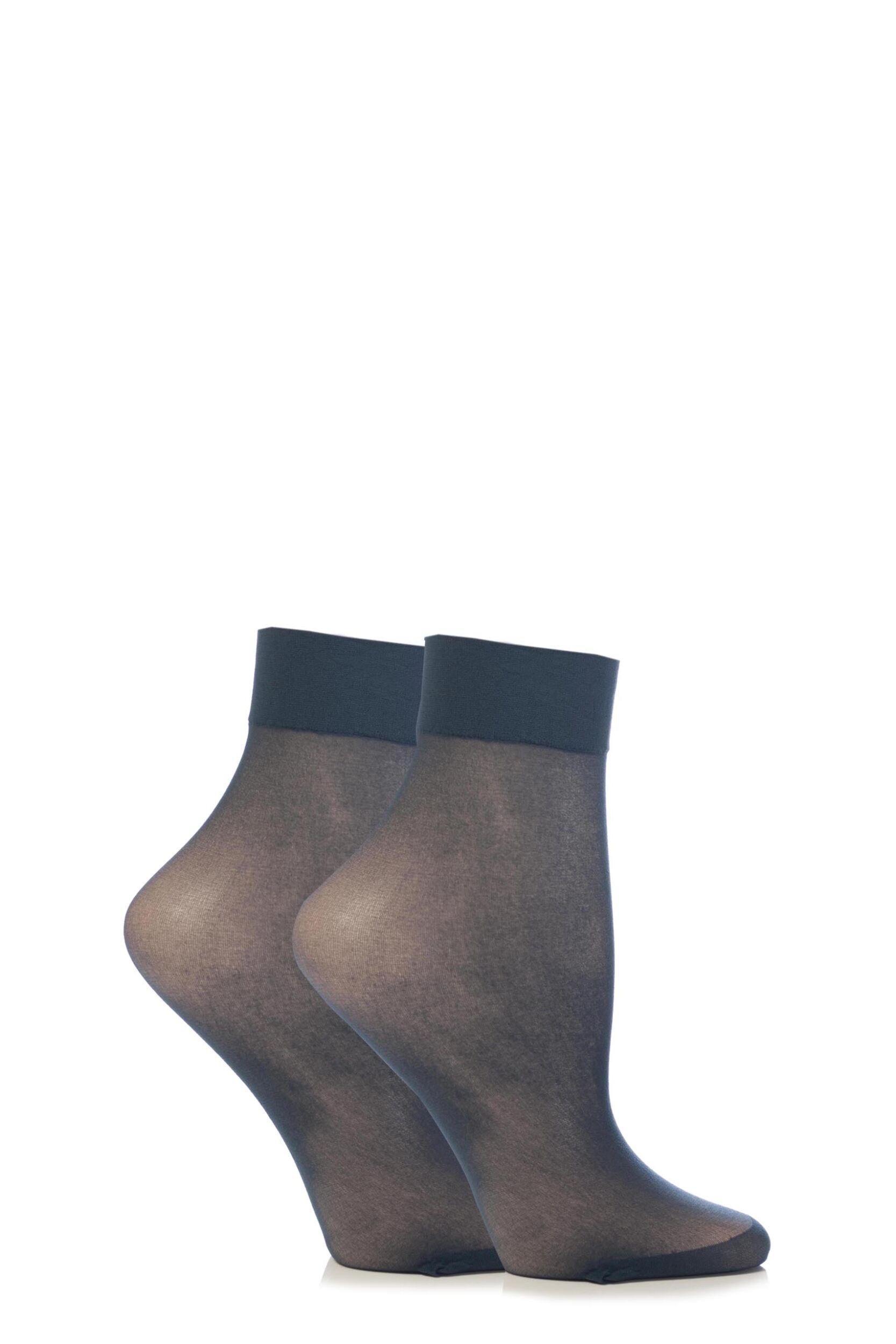 Image of Ladies 2 Pair Elle 15 Denier Ankle Highs With Comfort Cuff