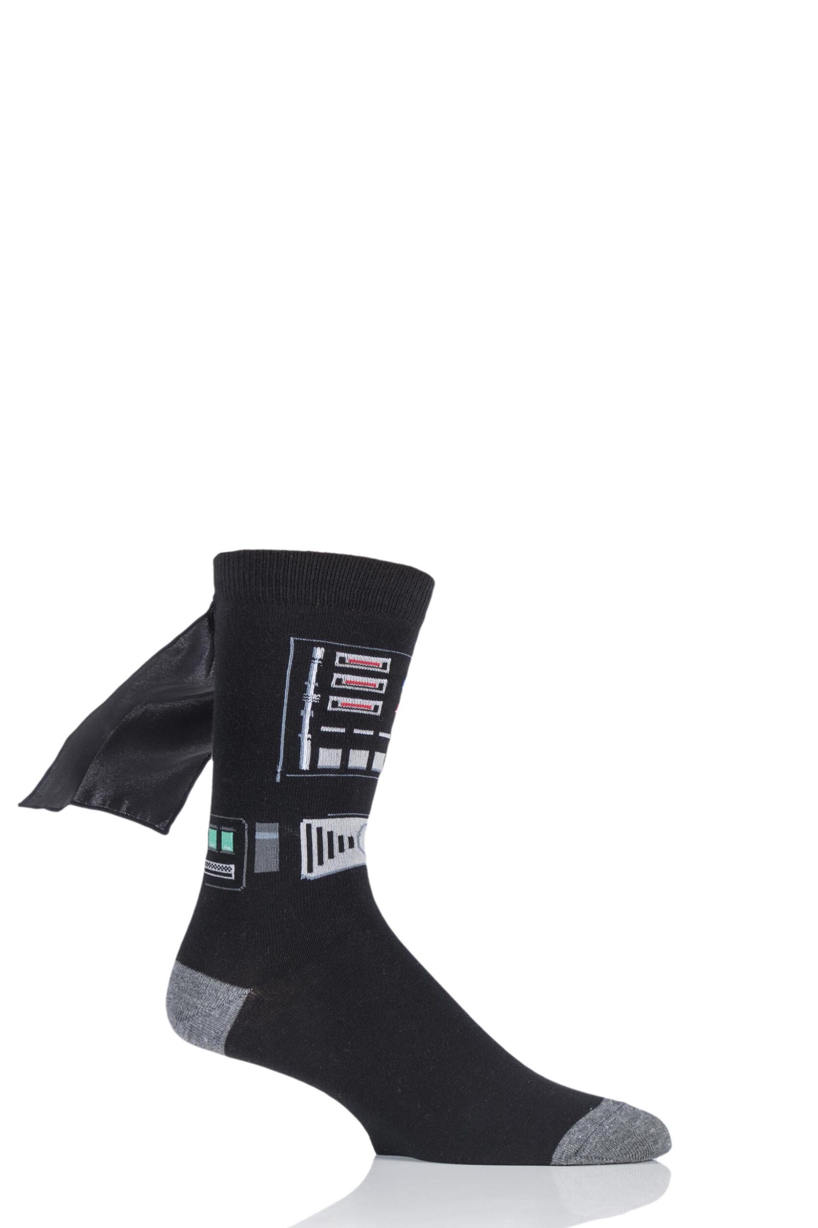 1 Pair Black Disney Star Wars Darth Vader Cape Socks Men's 6-11 Mens - Film & TV Characters