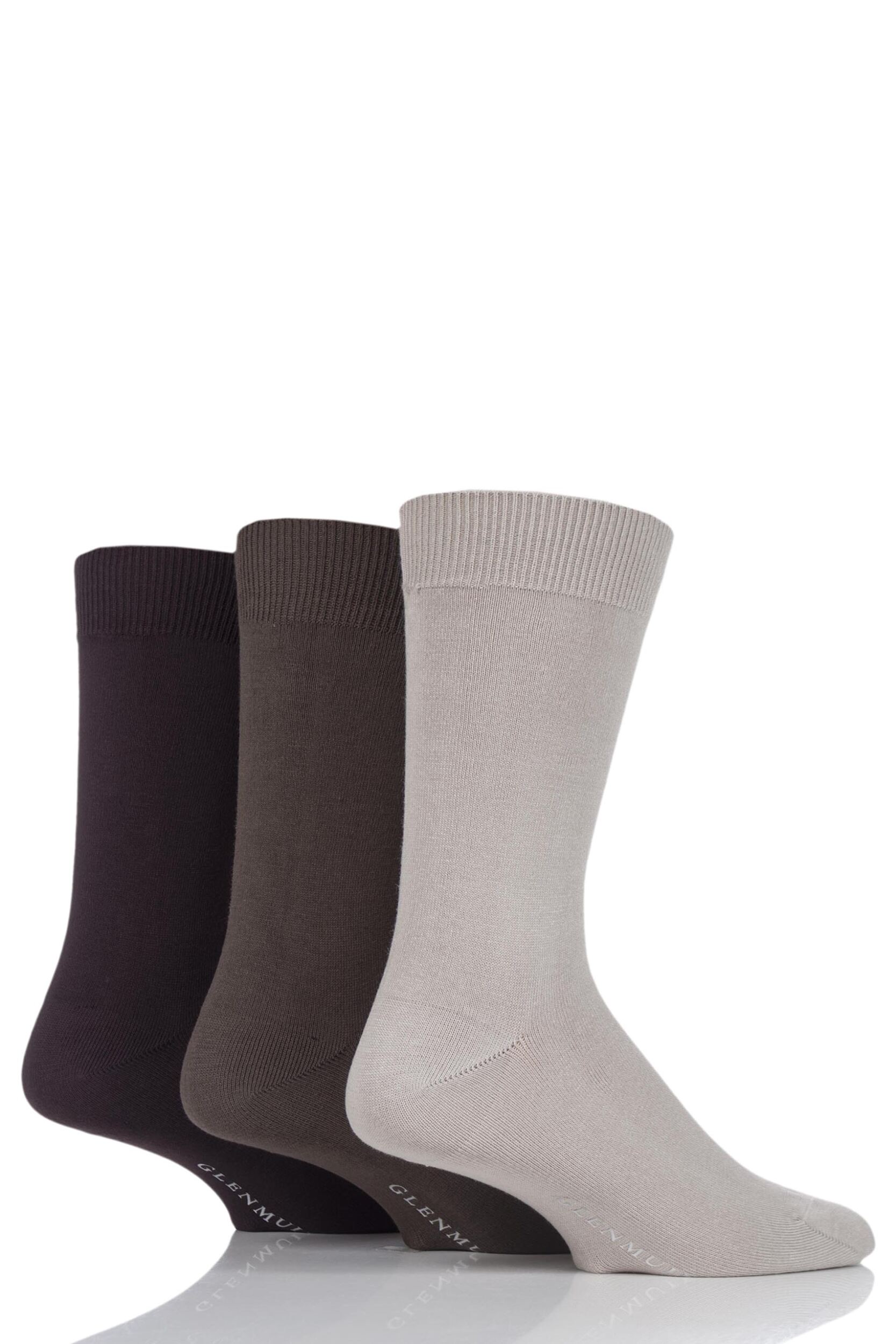 3 Pair Beige Classic Bamboo Plain Socks Men's 7-11 Mens - Glenmuir