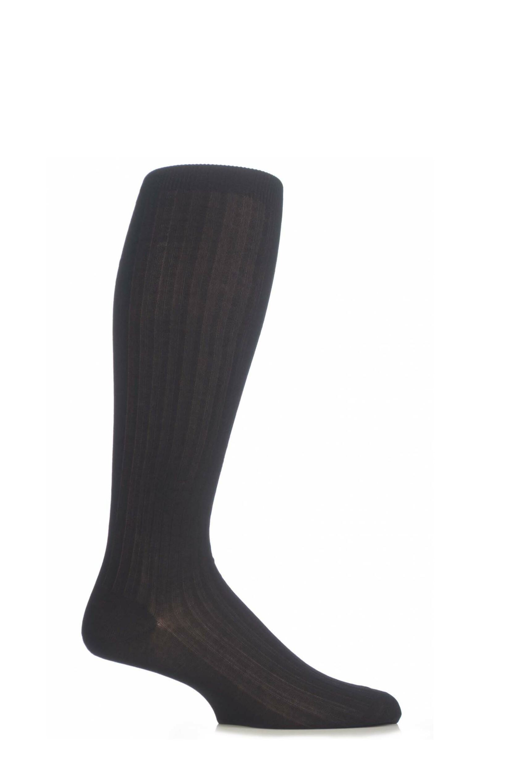 1 Pair Black Merino Wool Rib Knee High Socks Men's 10-12 Mens - Pantherella