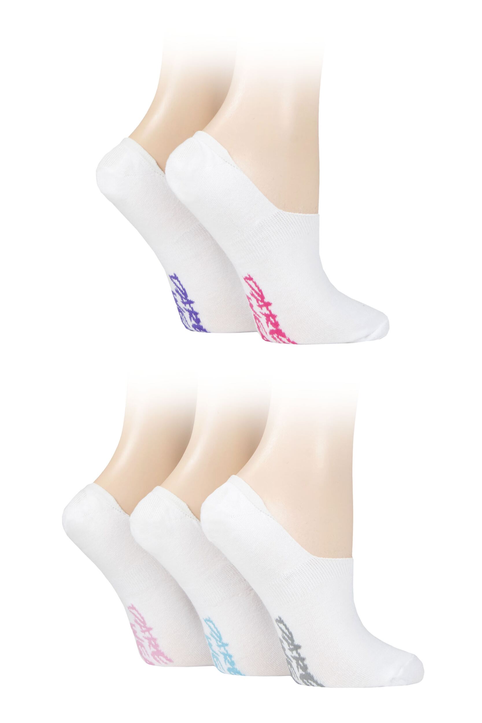 Women's 5 Pair Dare to Wear No Show Socks White 4-8 Ladies