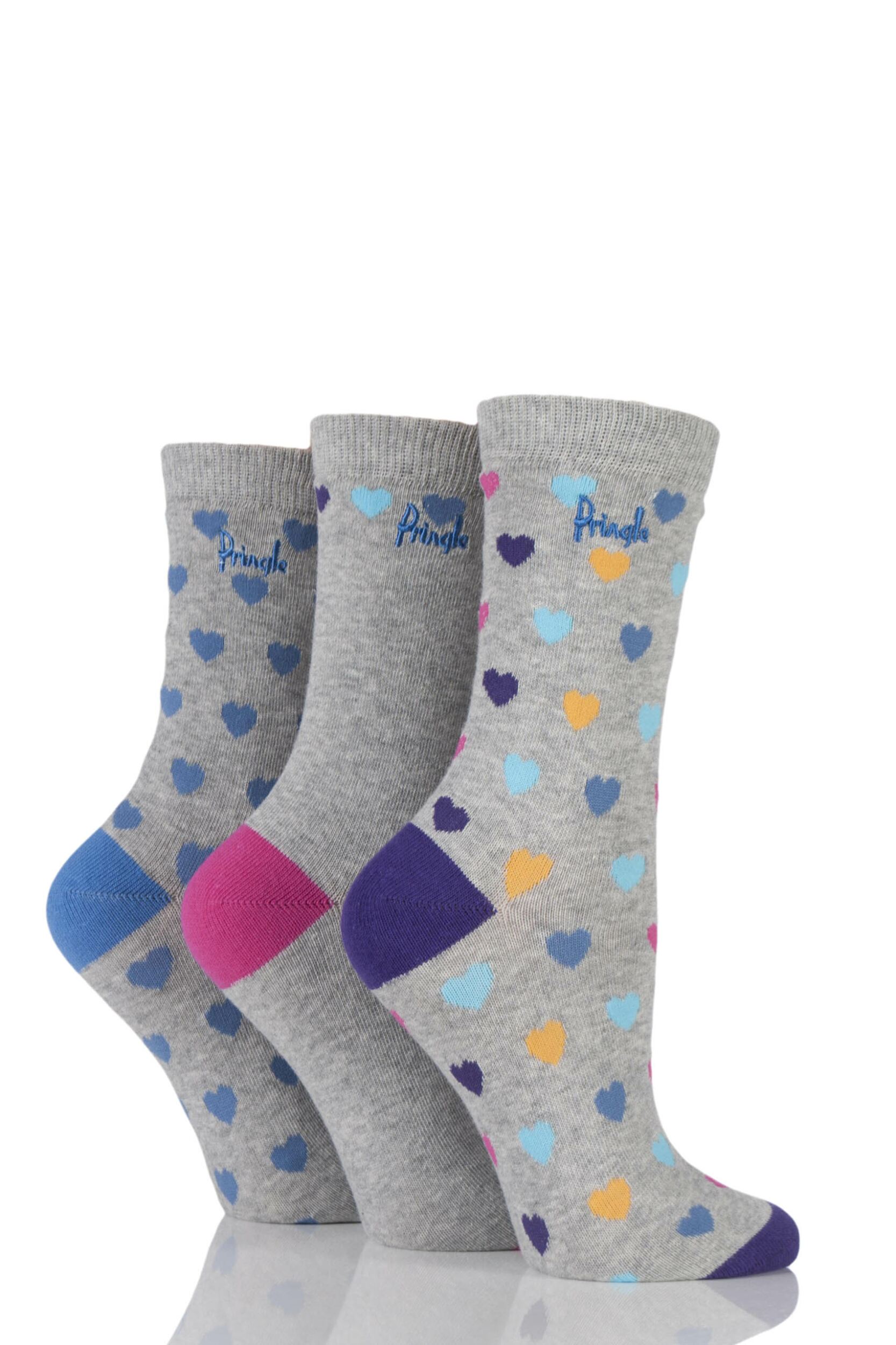 Ladies 3 Pair Pringle Rosie Heart Patterned Cotton Socks | eBay