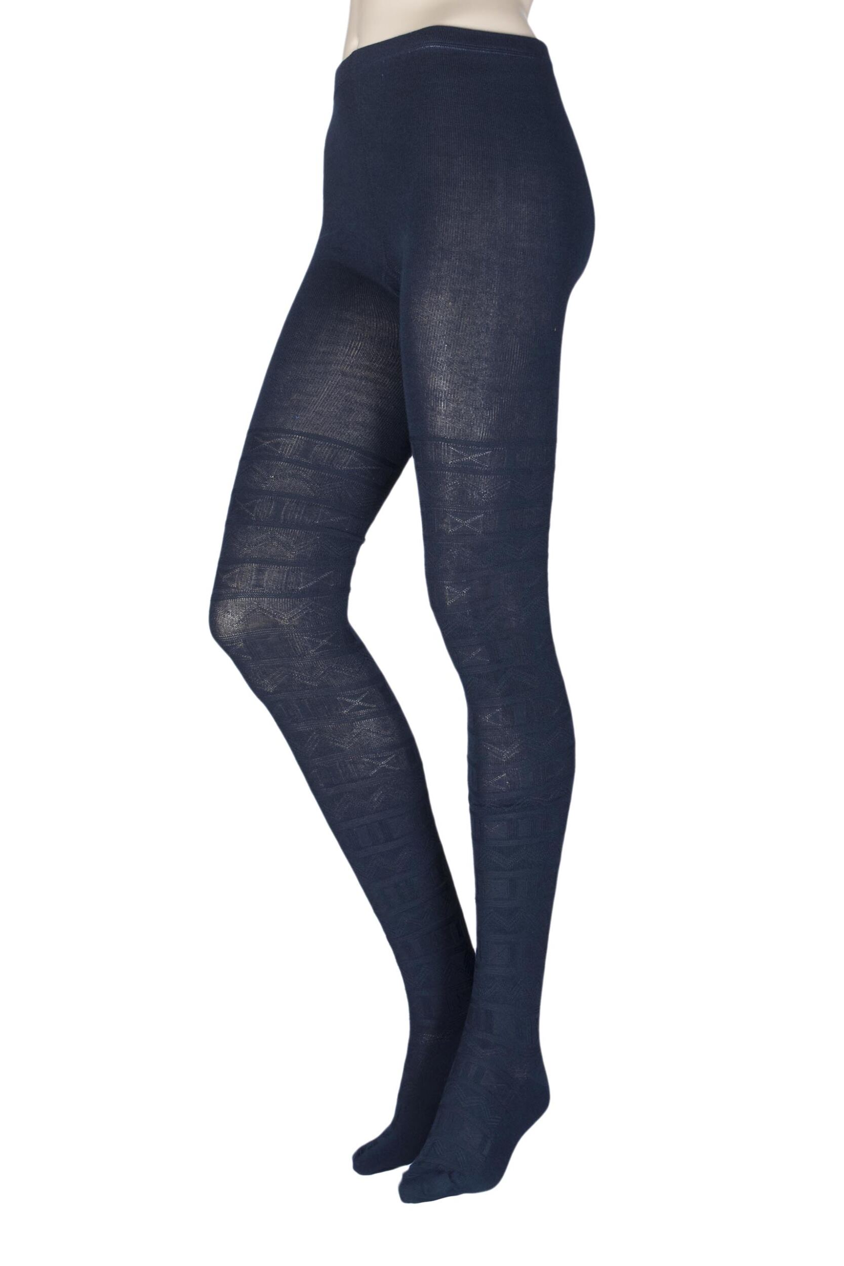 Image of Ladies 1 Pair Elle Block Fair Isle Patterned Tights