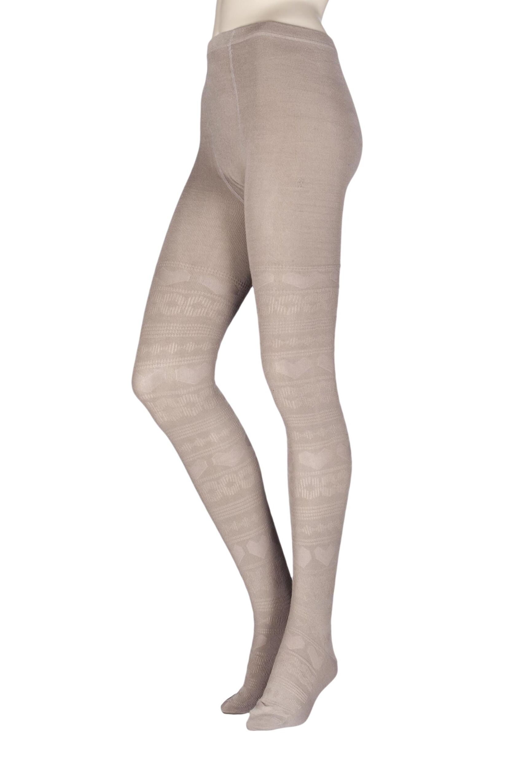 Image of Ladies 1 Pair Elle Winter Soft Fair Isle Patterned Tights