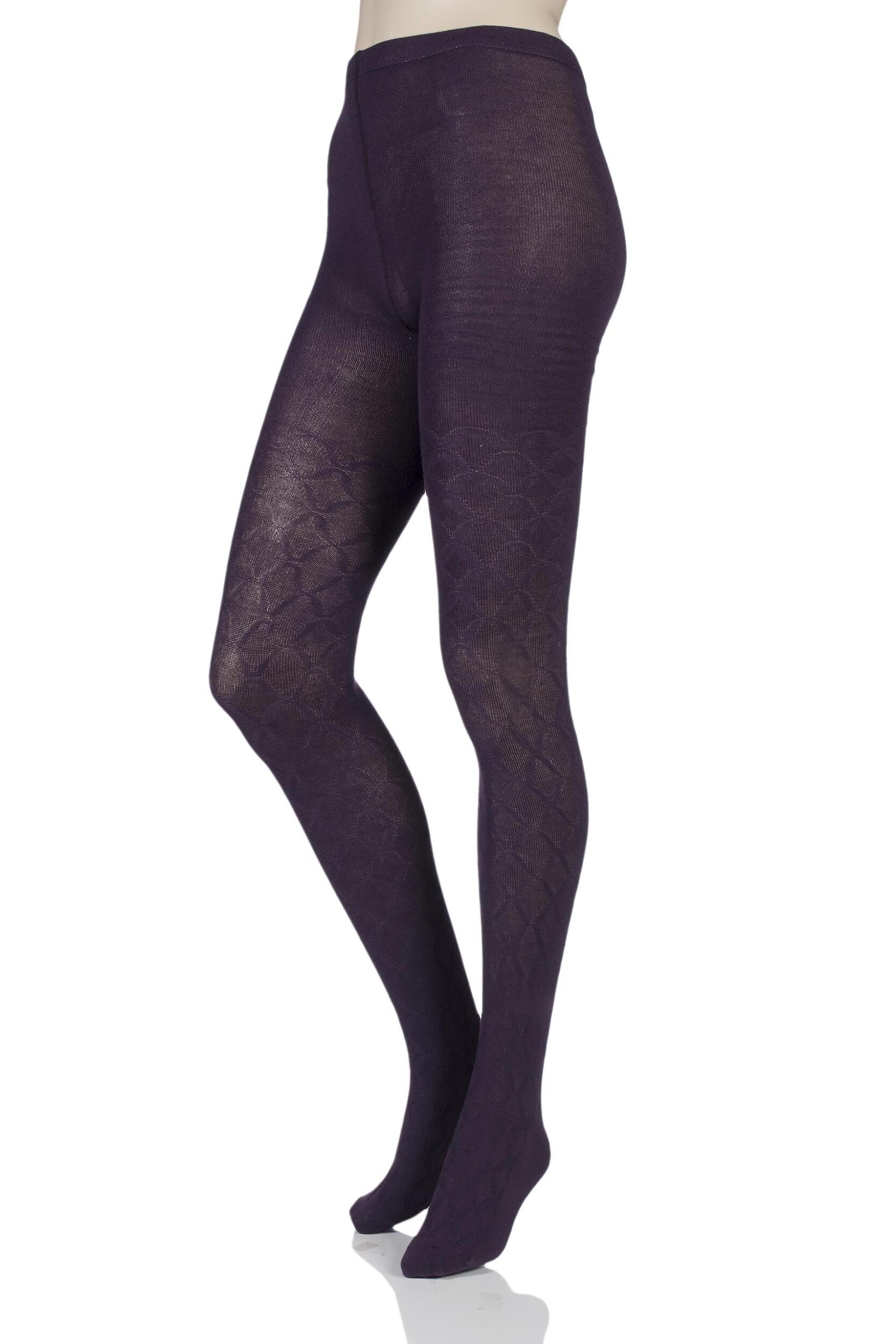 Image of Ladies 1 Pair Elle Diamond Tile Patterned Tights