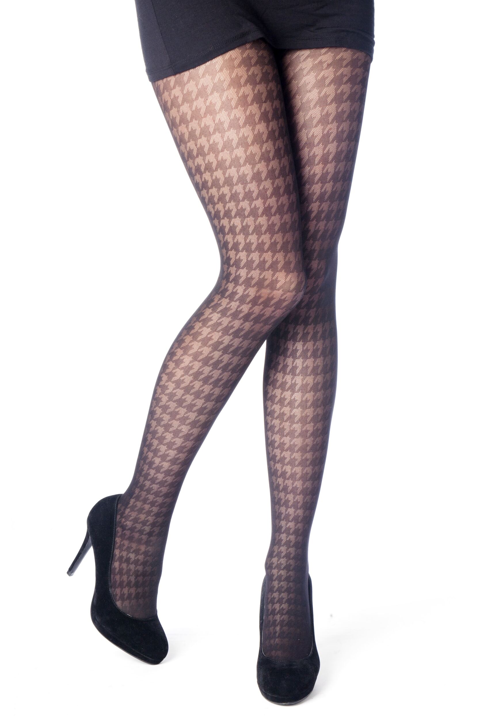 Image of Ladies 1 Pair Elle Houndstooth Opaque Tights