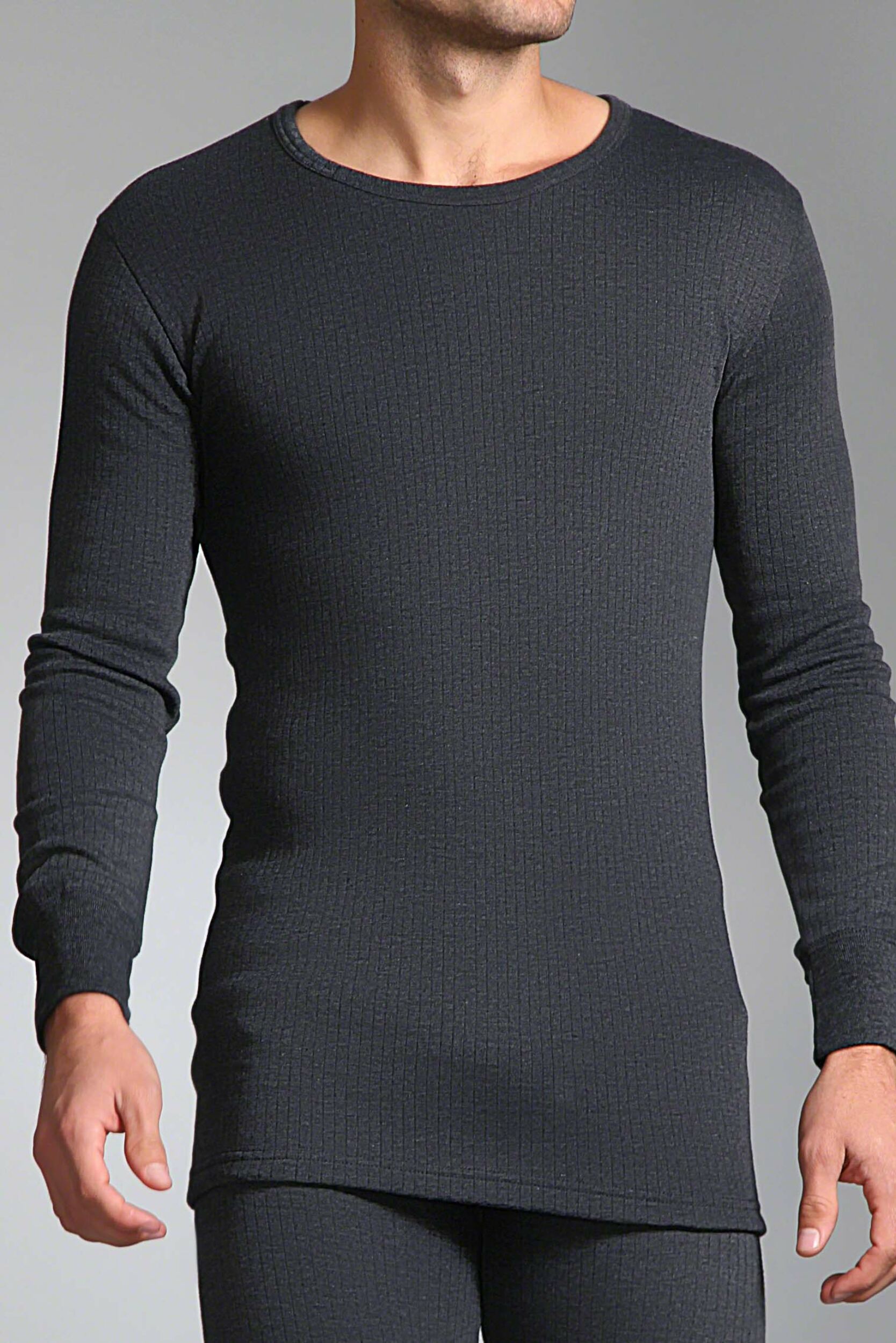 1 Pack Charcoal Long Sleeved Thermal Vest Men's Large - Heat Holders