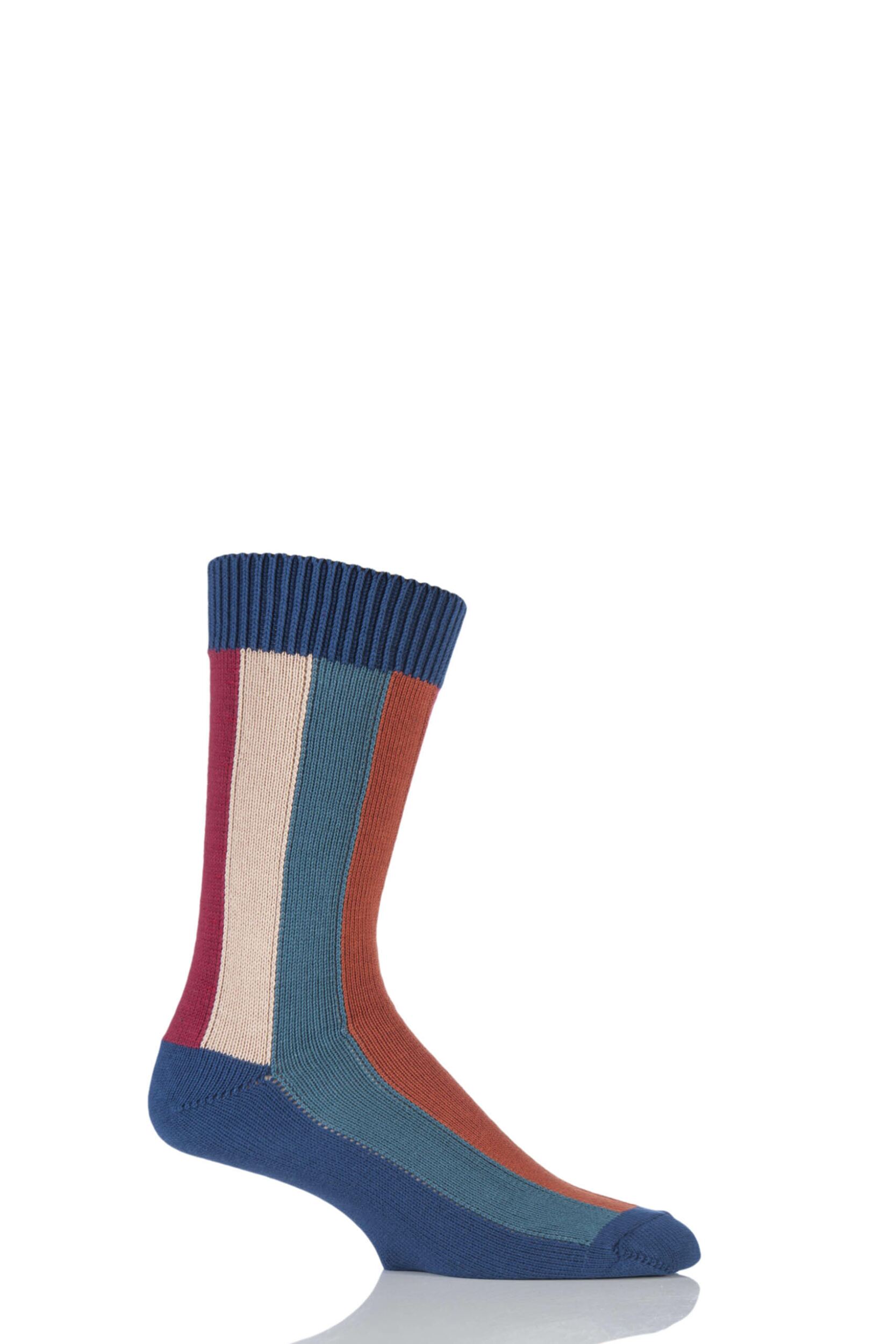 Mens 1 Pair HJ Hall Rainbow Vertical Striped Socks