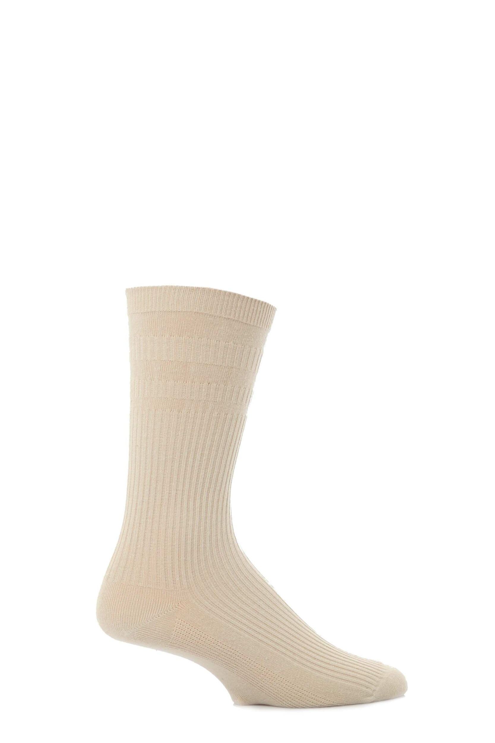 1 Pair Oatmeal Extra Wide Cotton Softop Socks Men's 6-11 Mens - HJ Hall