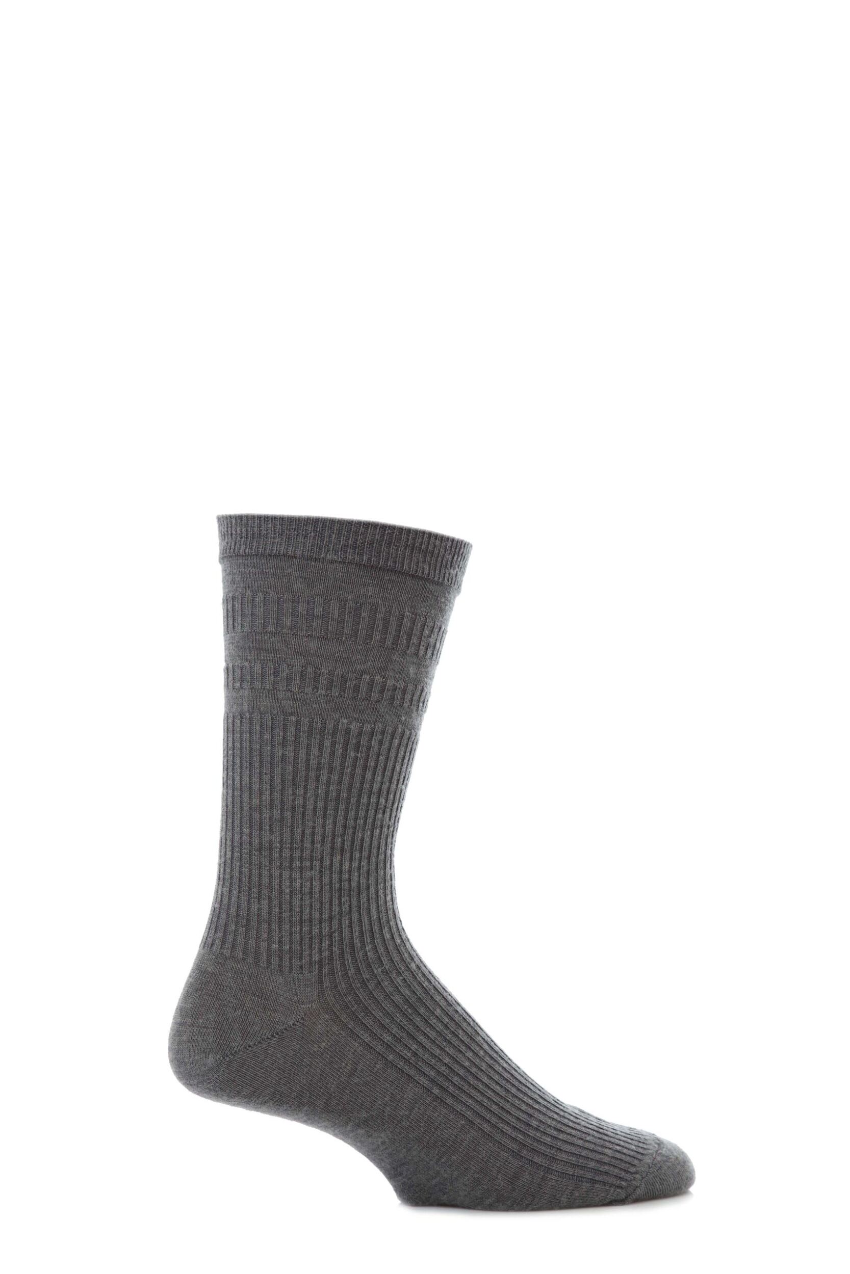 1 Pair Mid Grey Original Wool Softop Socks Men's 11-13 Mens - HJ Hall