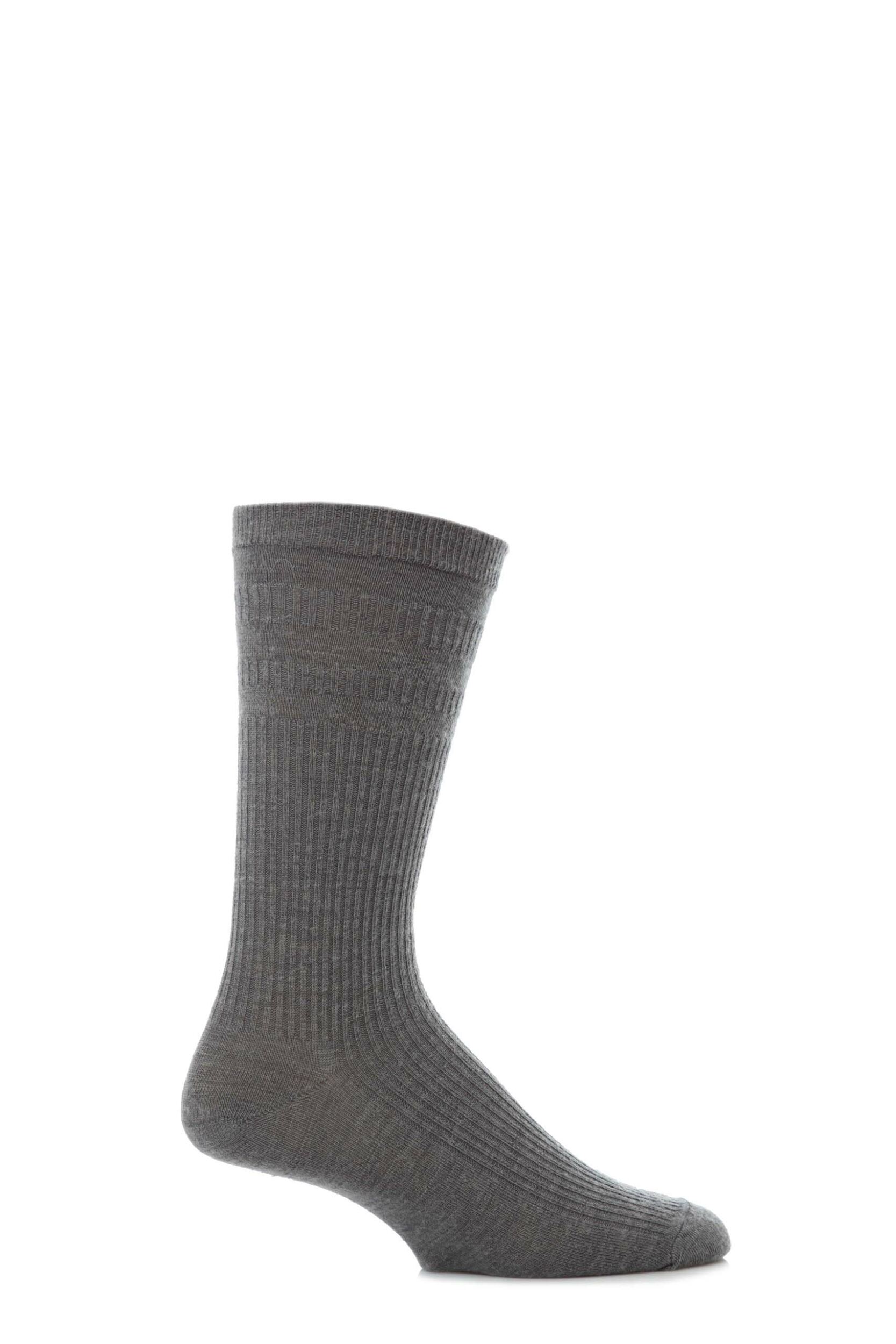 1 Pair Mid Grey Extra Wide Cotton Softop Socks Men's 6-11 Mens - HJ Hall