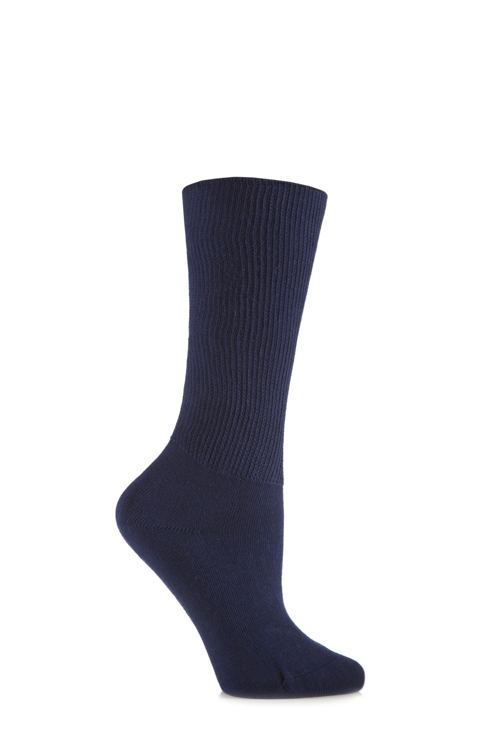 1 Pair Navy Footnurse Oedema Extra Wide Cotton Socks Ladies 4-7 Ladies - Iomi