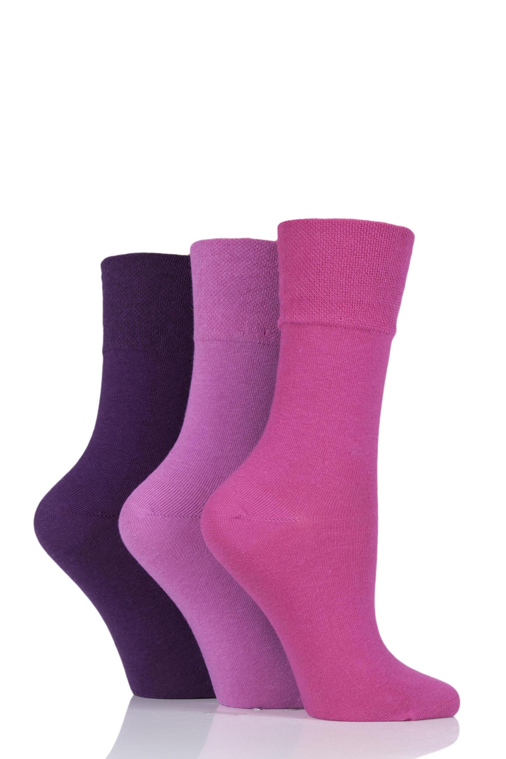 3 Pair Pink Footnurse Gentle Grip Diabetic Socks Ladies 4-8 Ladies - Iomi