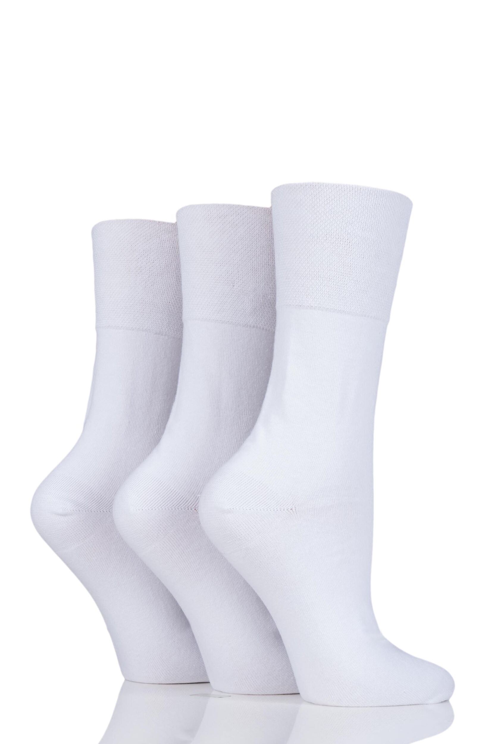 3 Pair White Footnurse Gentle Grip Diabetic Socks Ladies 4-8 Ladies - Iomi