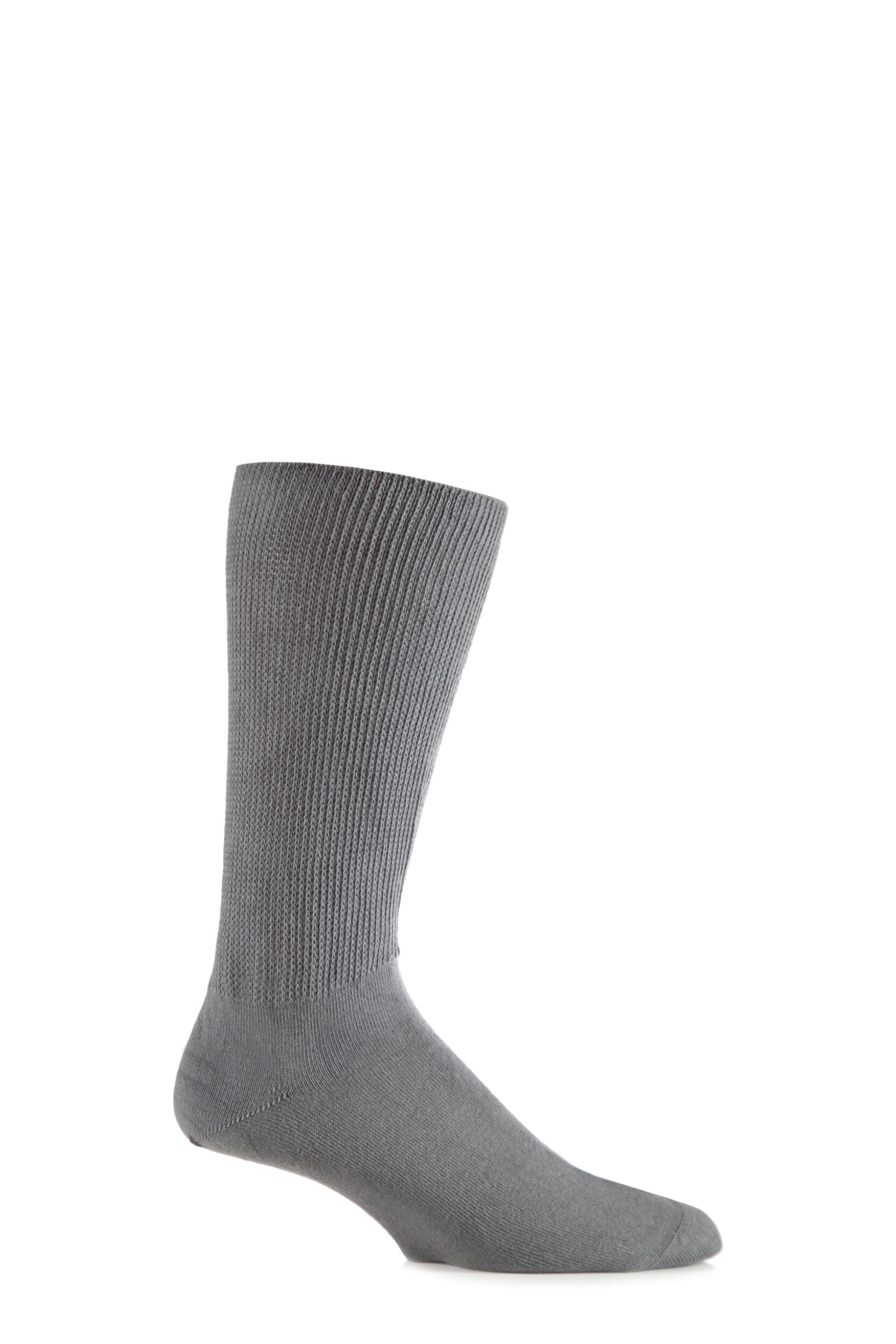 1 Pair Grey Footnurse Oedema Extra Wide Cotton Socks Men's 6-8.5 Mens - Iomi