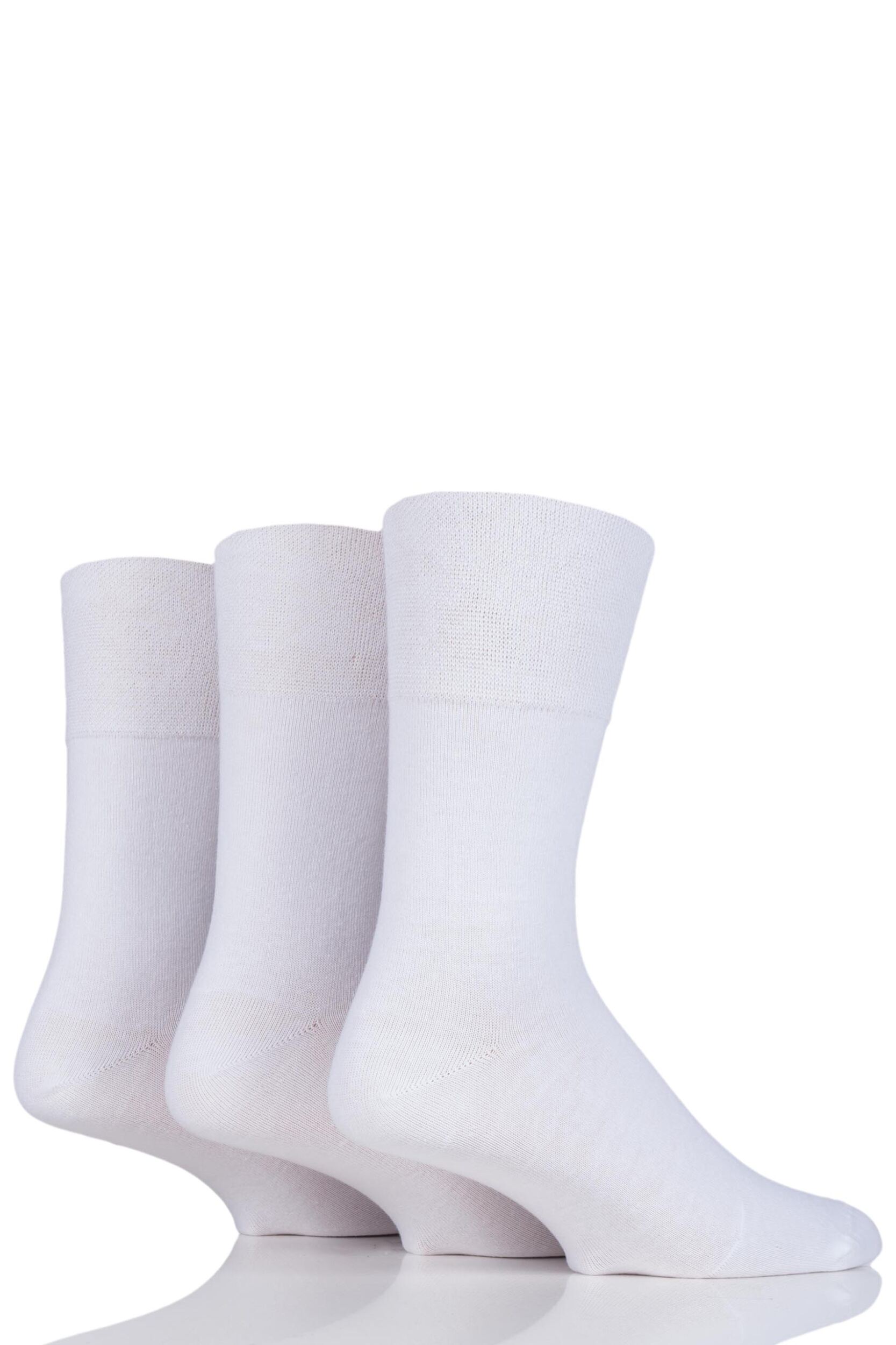 3 Pair White Footnurse Gentle Grip Diabetic Socks Men's 6-11 Mens - Iomi