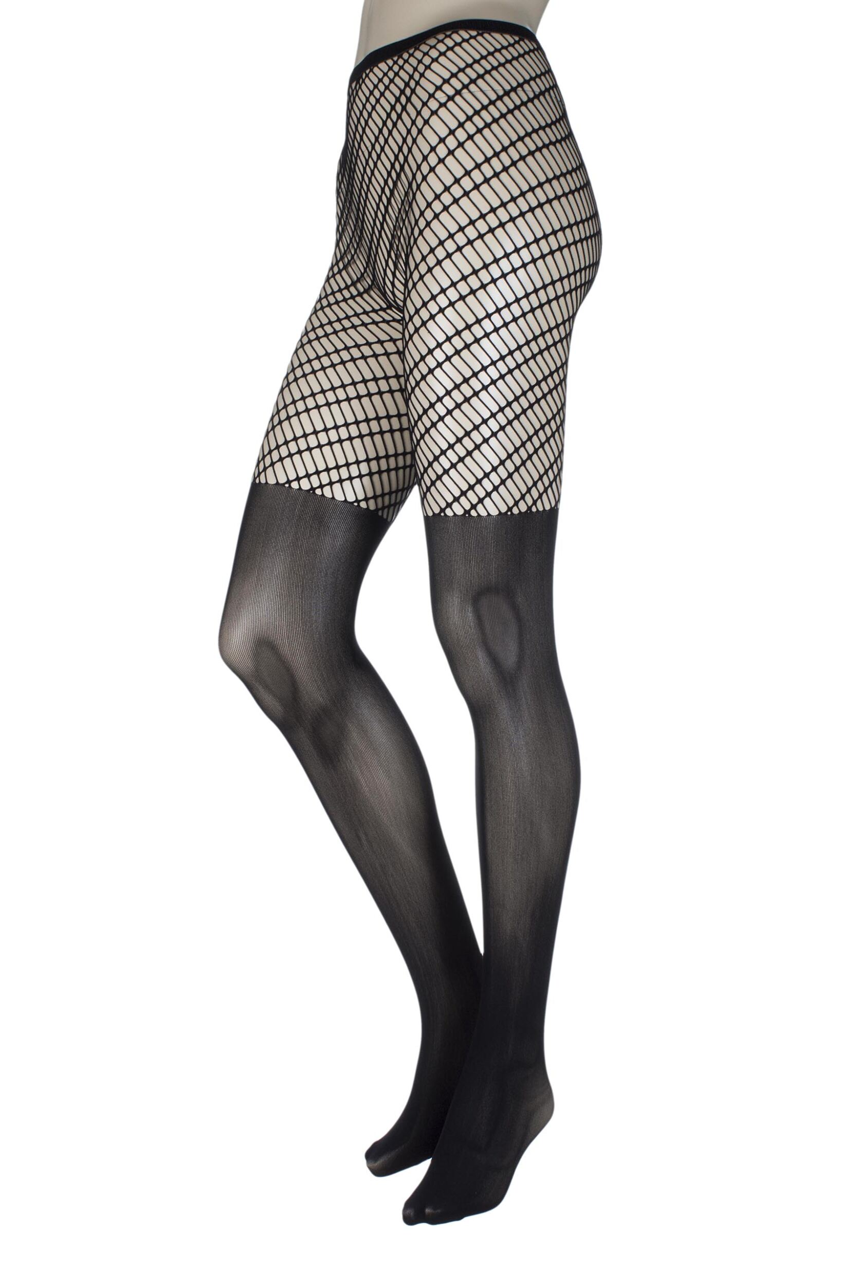 Image of Ladies 1 Pair Jonathan Aston Aura Fishnet Sheer Bottomed Tights