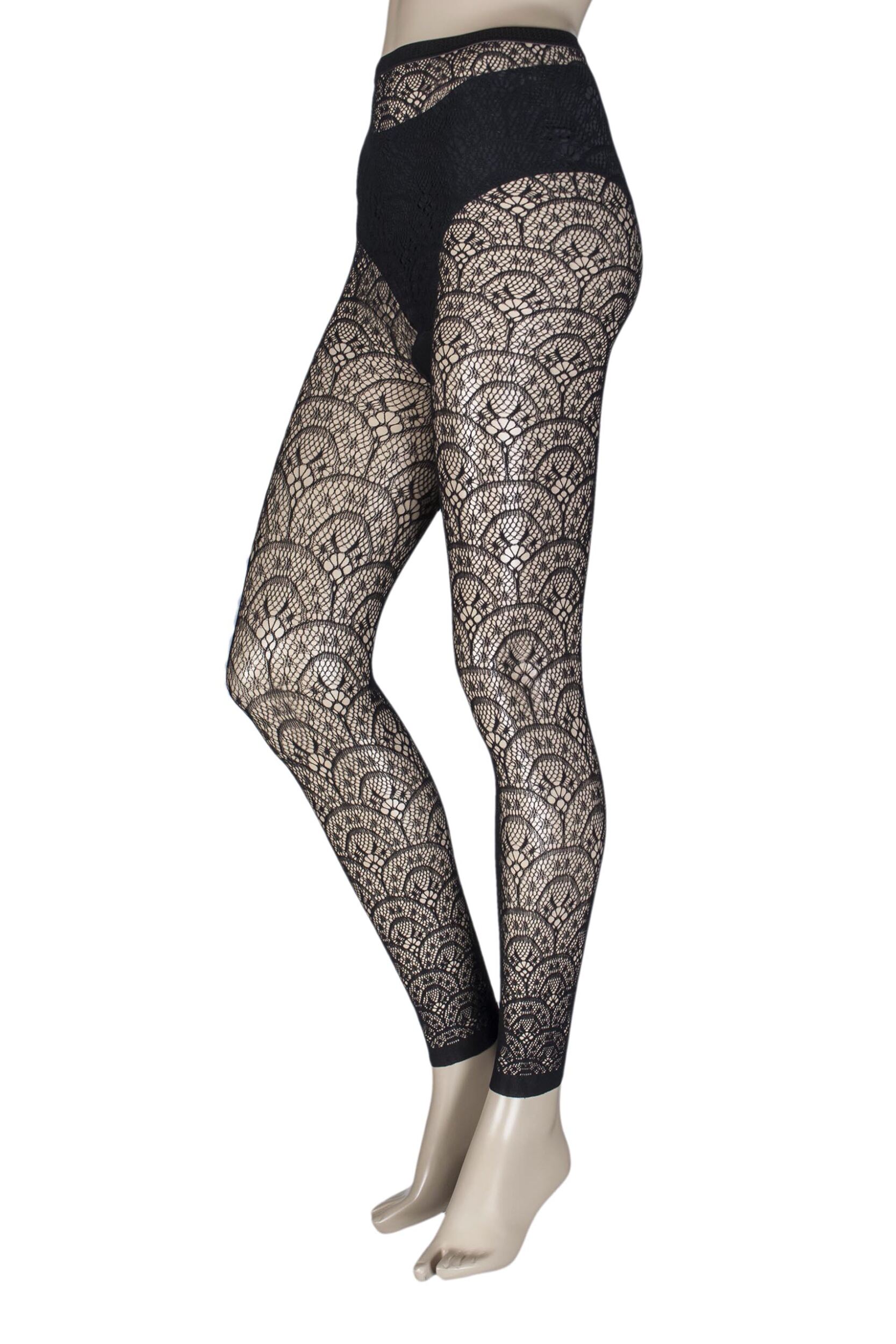 Image of Ladies 1 Pair Jonathan Aston Treasure Lace Design Footless Tights