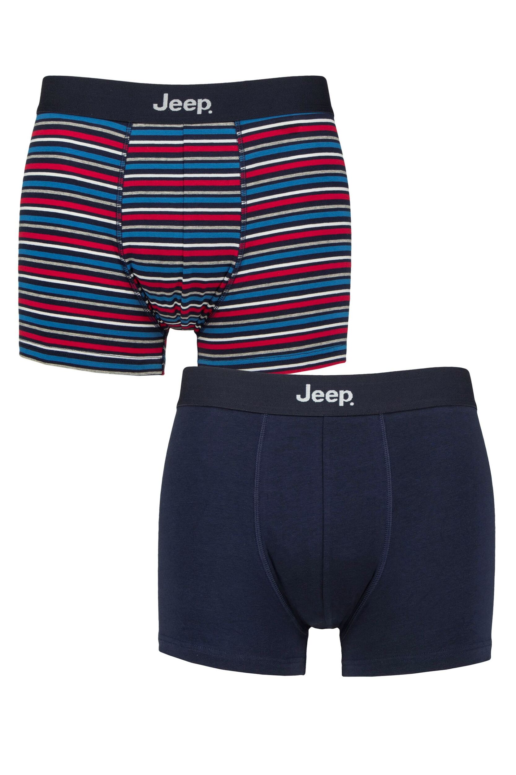 Mens 2 Pack Jeep Cotton Fitted Trunks Navy / Blue XL