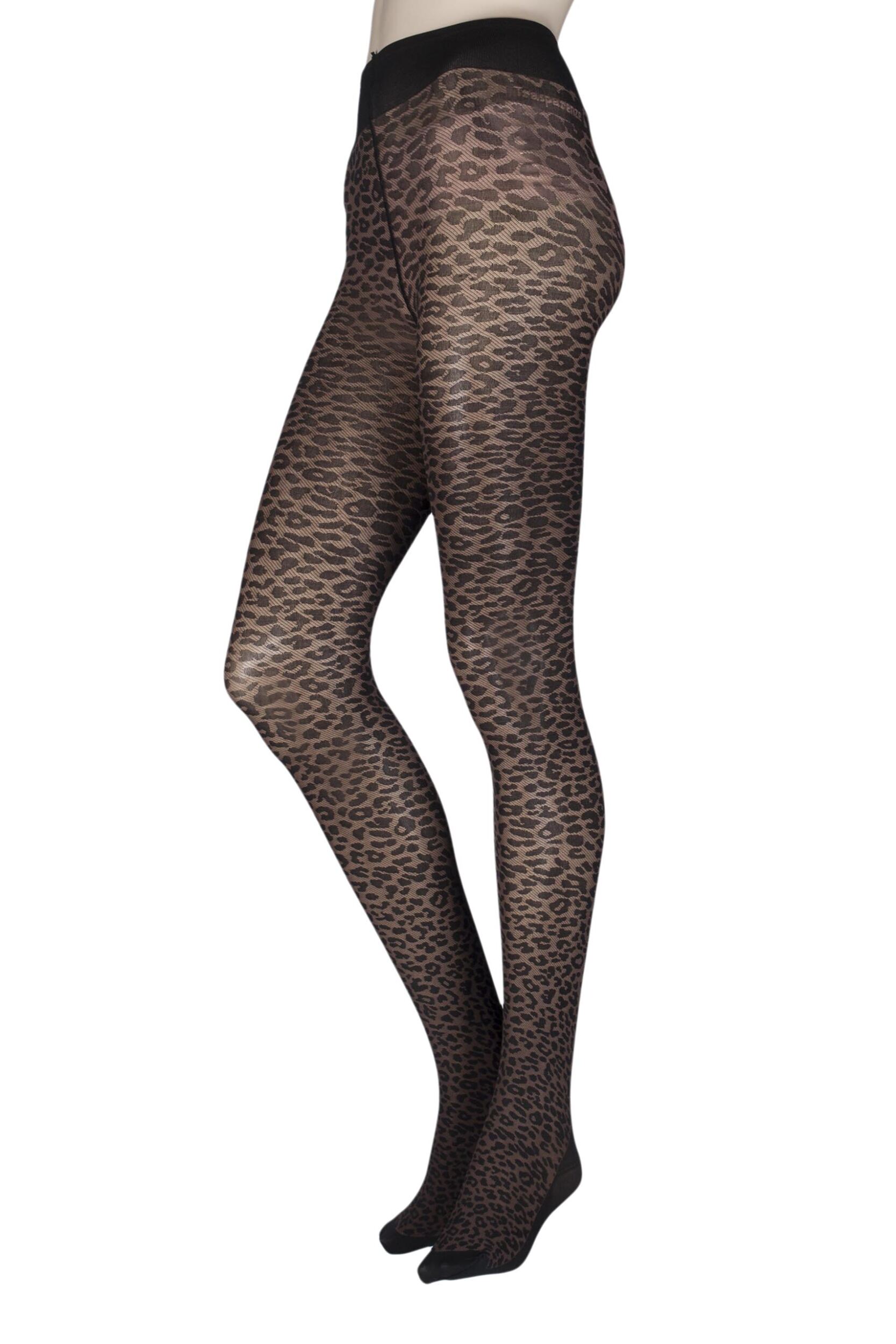 Image of Ladies 1 Pair Trasparenze Leone Animal Print Back Bow Tights