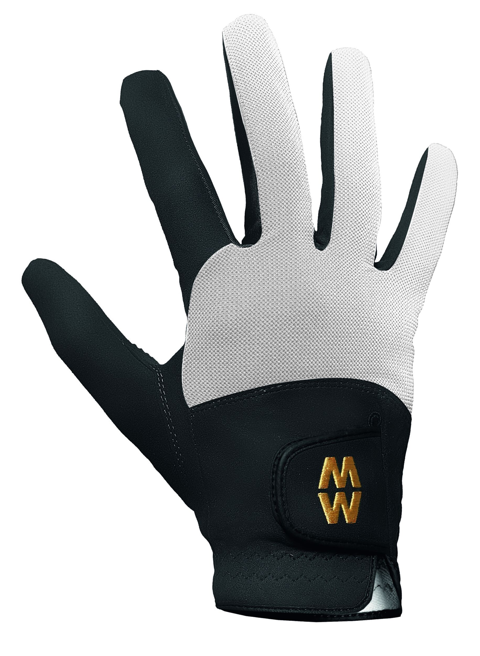 1 Pair Black / White MacWet Short Mesh Sports Gloves Unisex 10.5 Unisex - Macwet