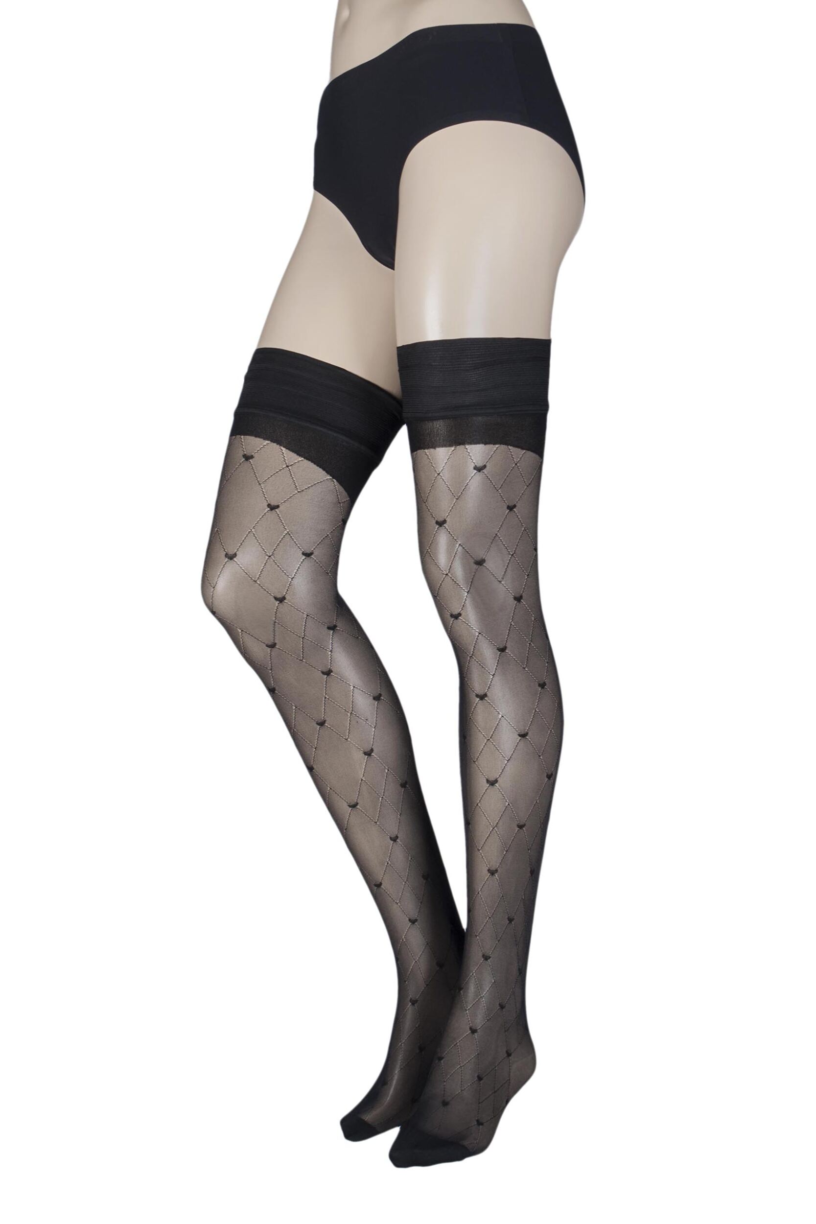 Image of Ladies 1 Pair Trasparenze Malle Backseam Heart Net Hold Ups