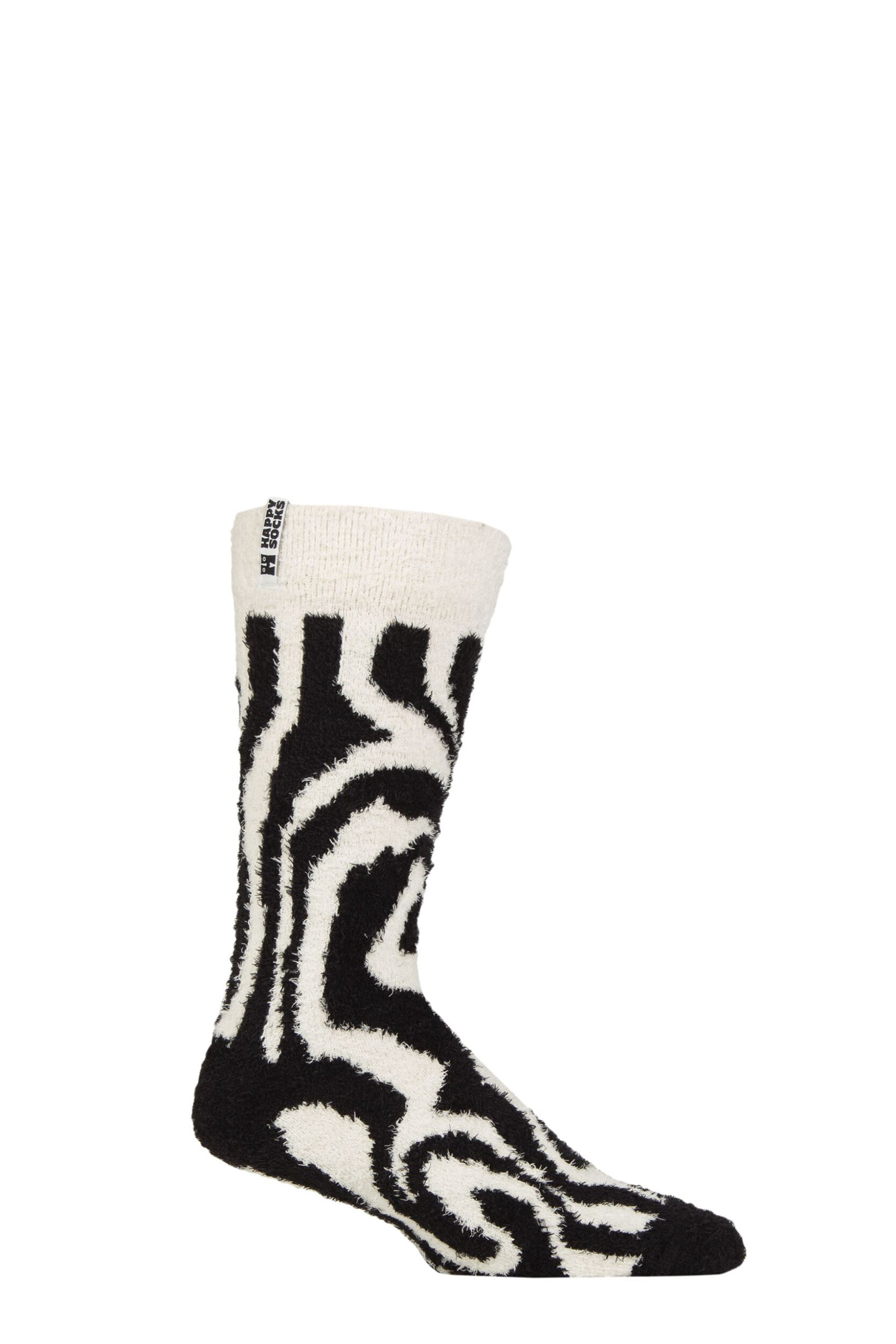 Happy Socks 1 Pair Fluffy Zebra Patterned Socks Zebra 4-7 Unisex