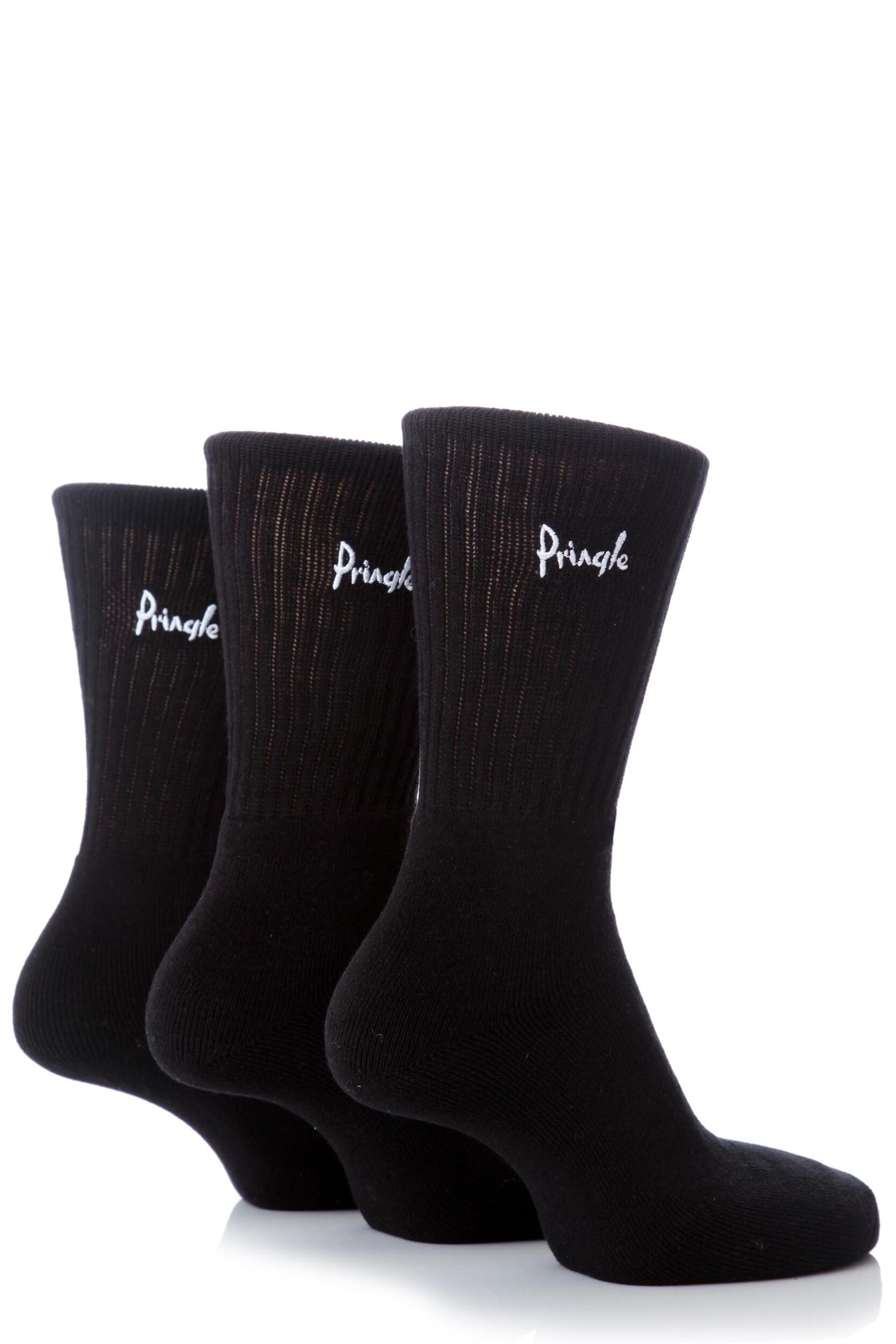 3 Pair Black Full Cushion Sports Socks Men's 7-11 Mens - Pringle