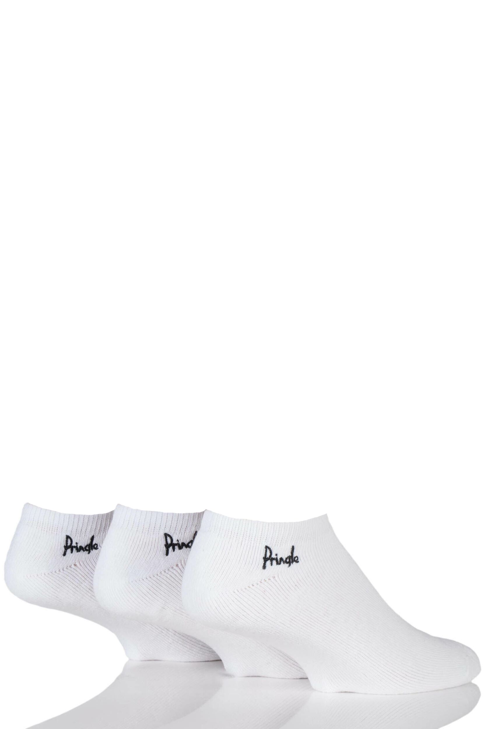 Mens 3 Pair Pringle Cushioned Secret Socks White 12-14 Mens