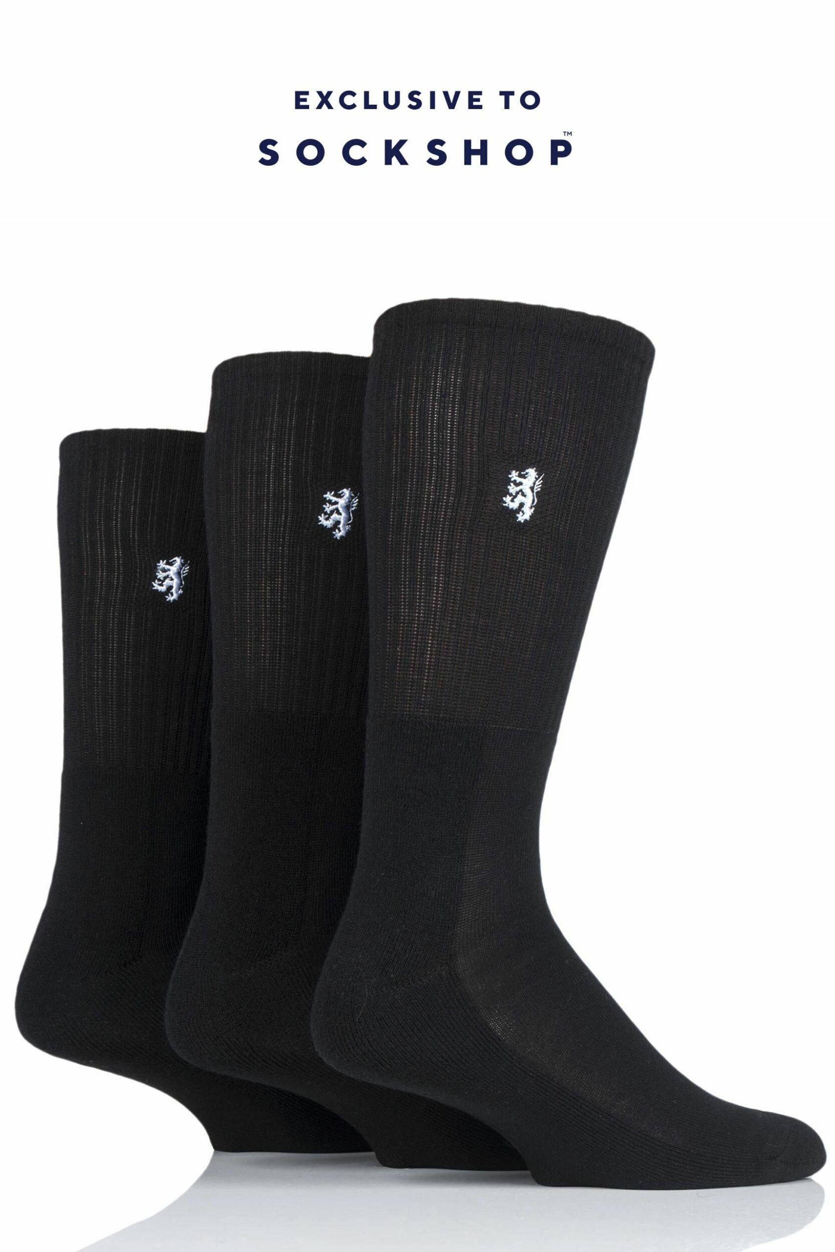 Mens 3 Pair Pringle Bamboo Cushioned Sports Socks Exclusive To SOCKSHOP Black Bamboo 12-14 Mens