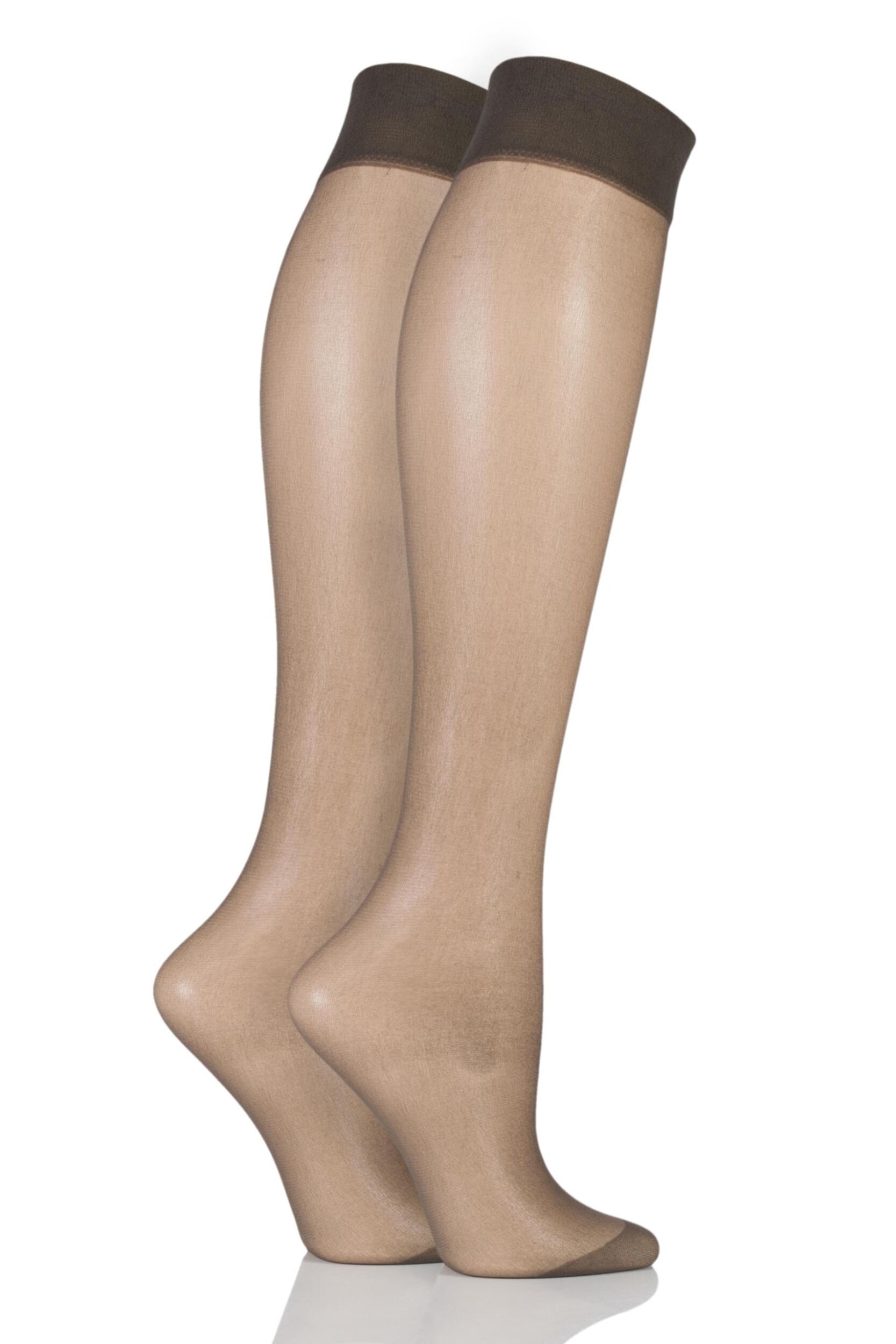 Image of Ladies 2 Pair Pretty Polly Everyday Silver Fresh Support Knee Highs